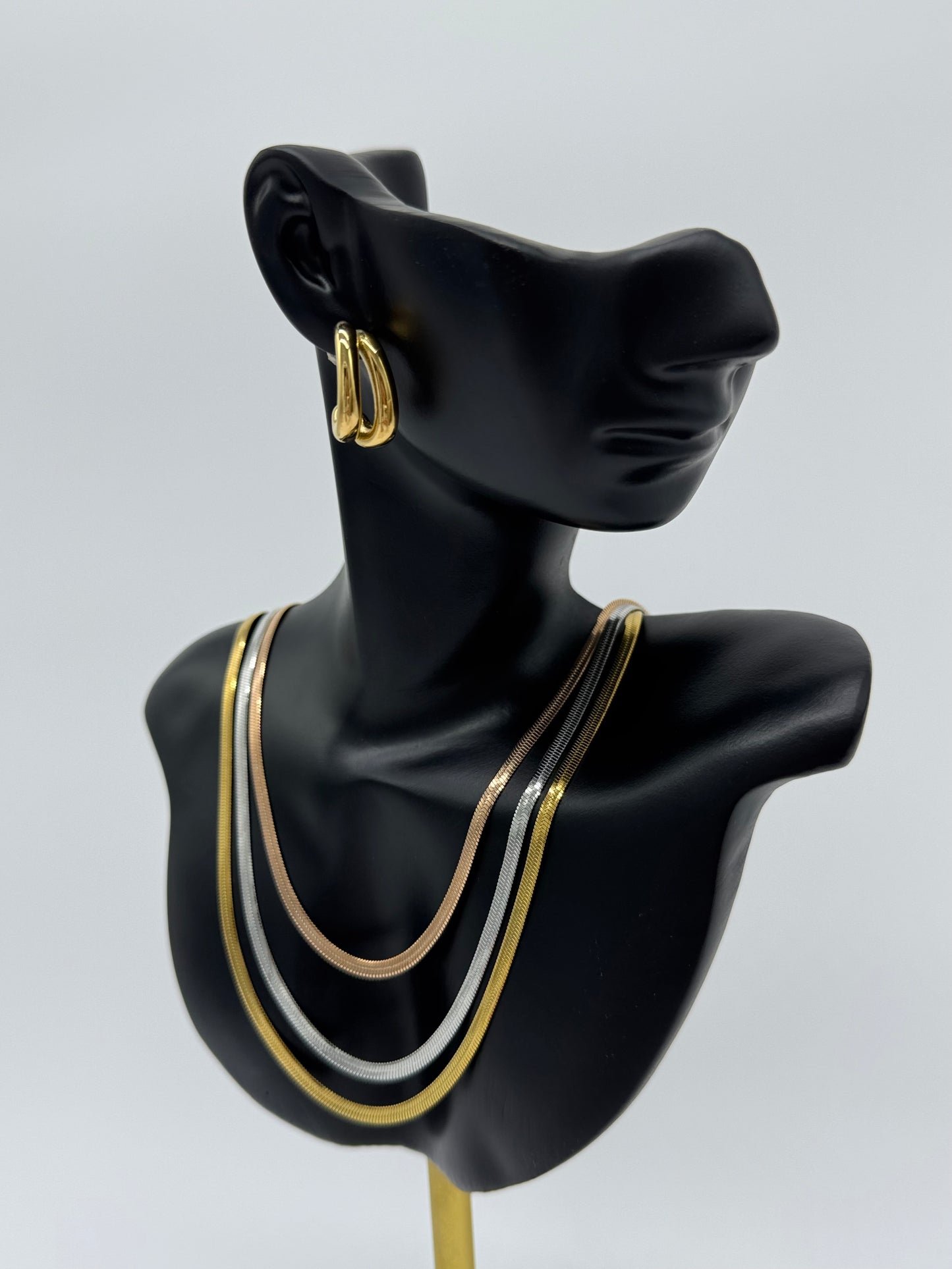 Layers Triple Snake Chain Steel and Gold