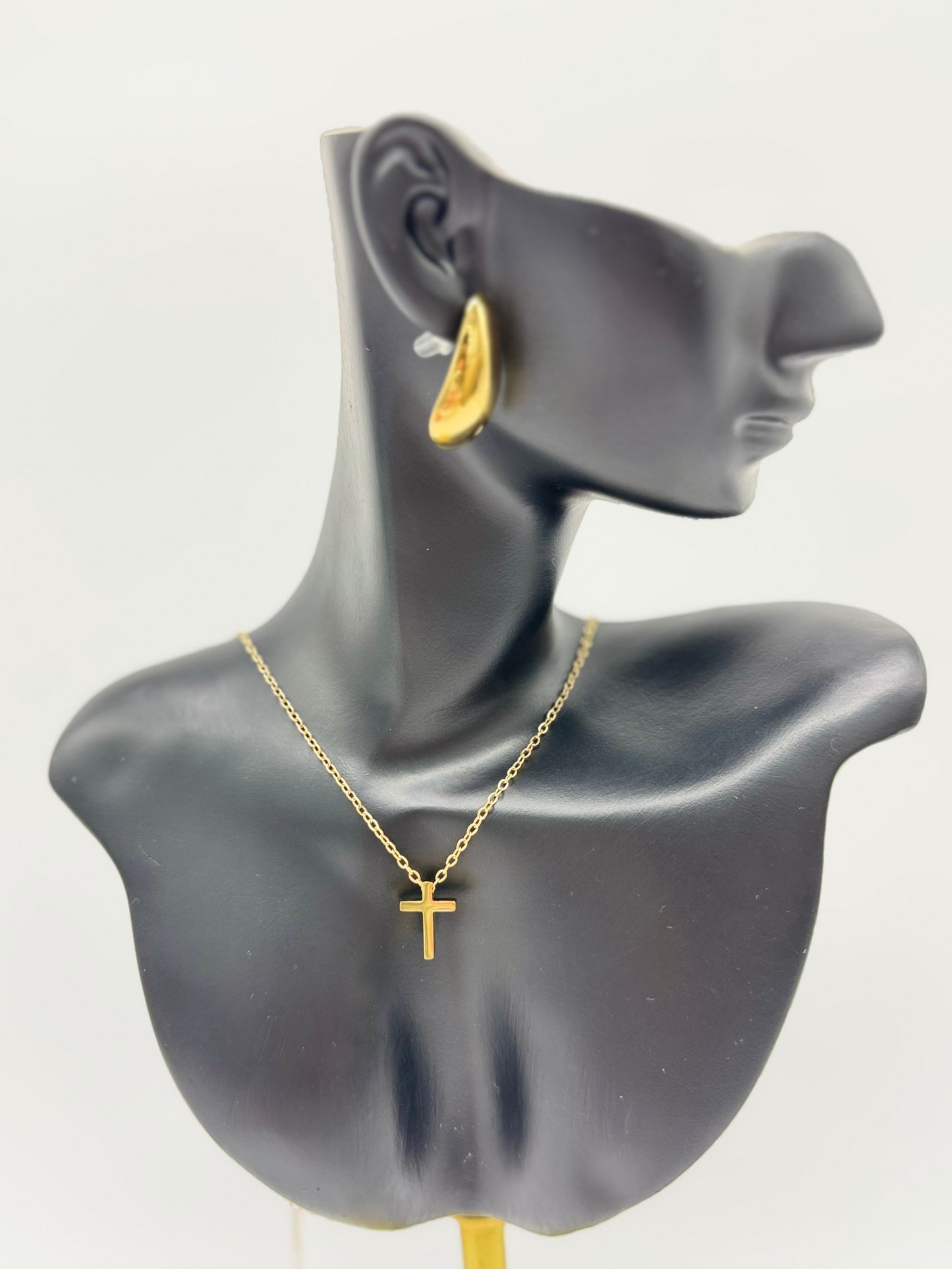 Collar Cruz Mini Acero Dorado