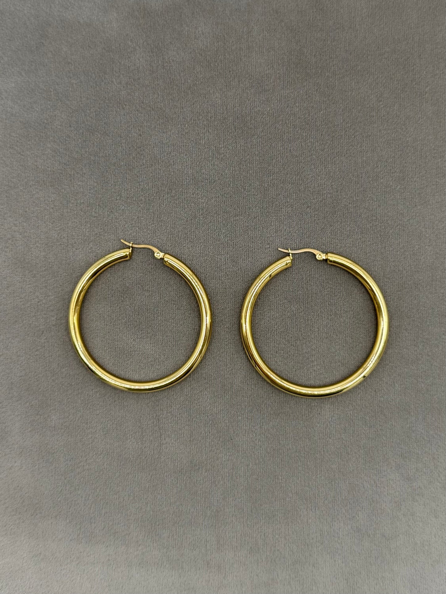 Medium Gold Hoop Earrings Stainless Steel