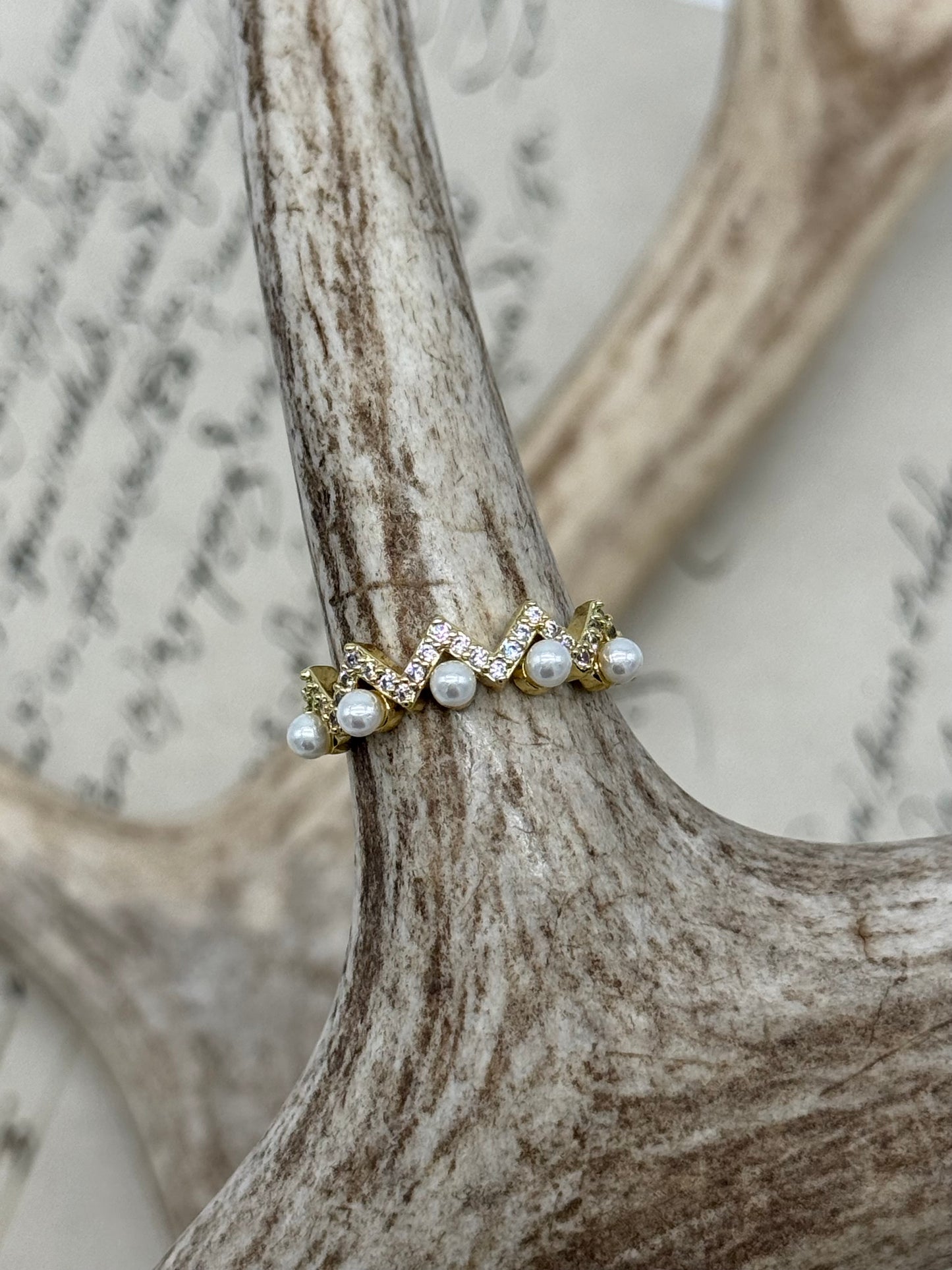 Anillo Perlas Ajustable Chapa de Oro