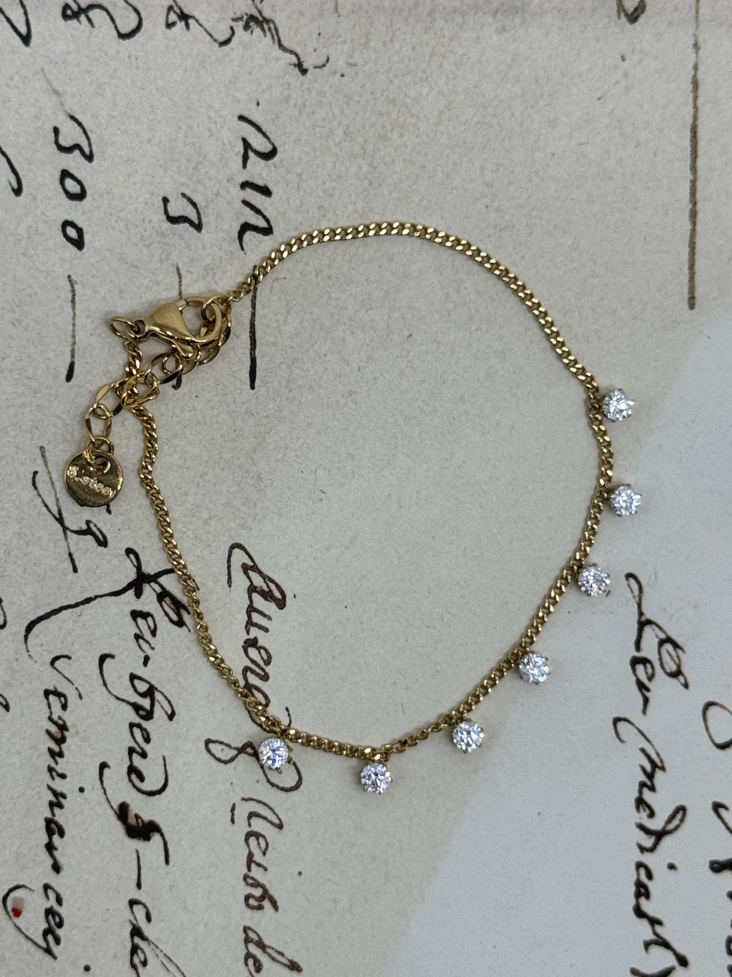 Bracelet Crystal Pendants Steel GOLD