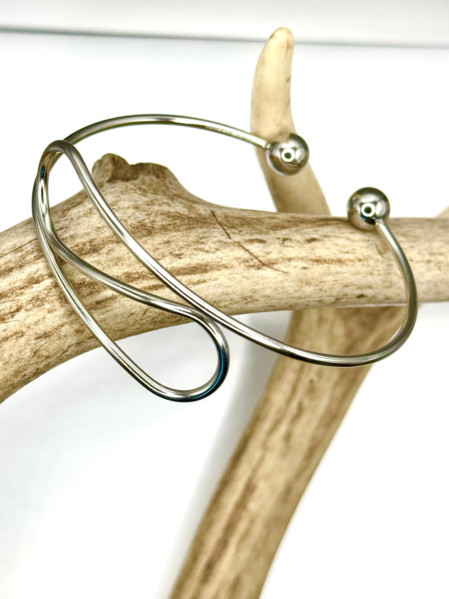 Irregular Silver Stainless Steel Bracelet