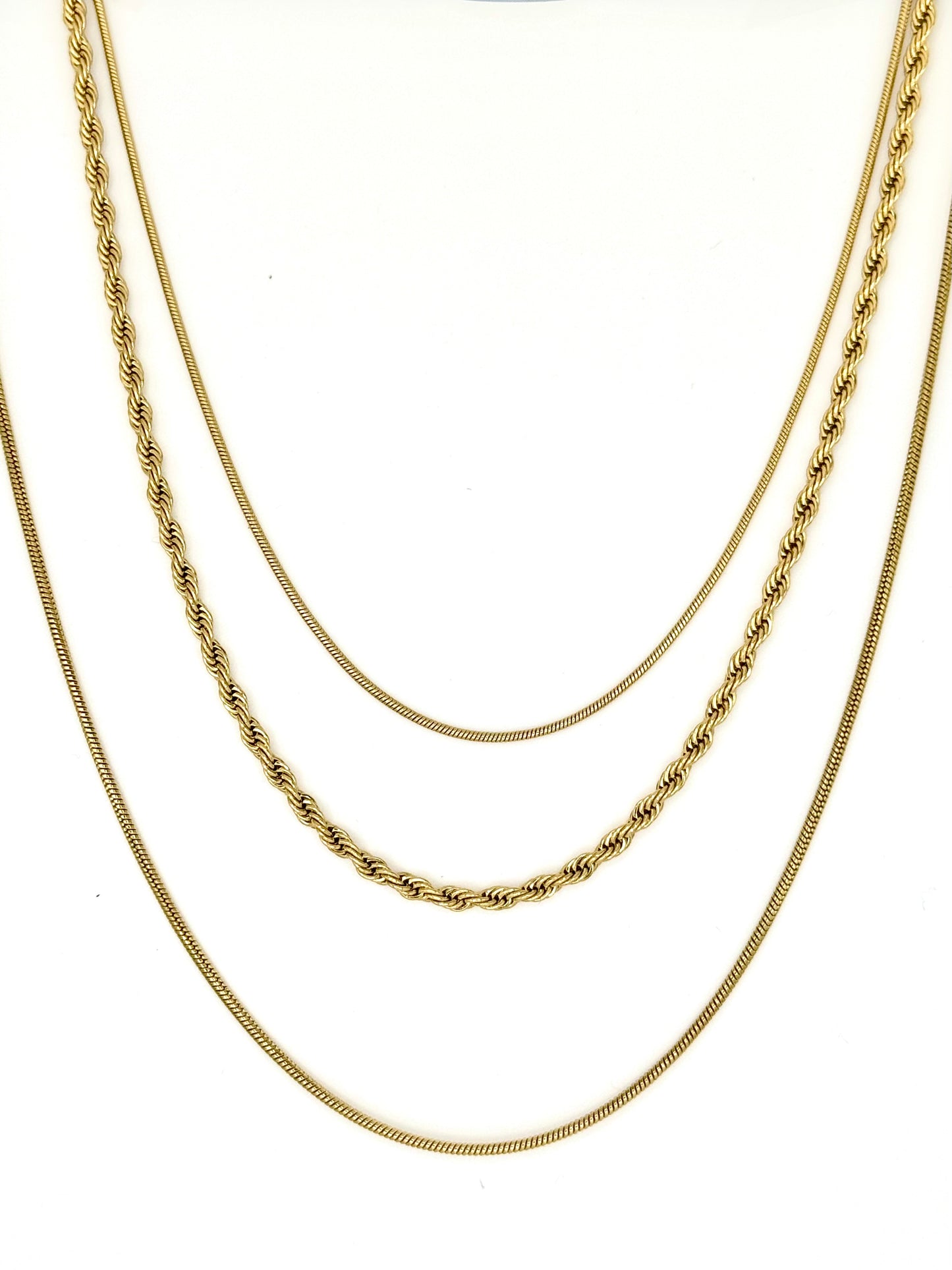 Collar Layer Dorado Acero Inox 2 Snake Delgada