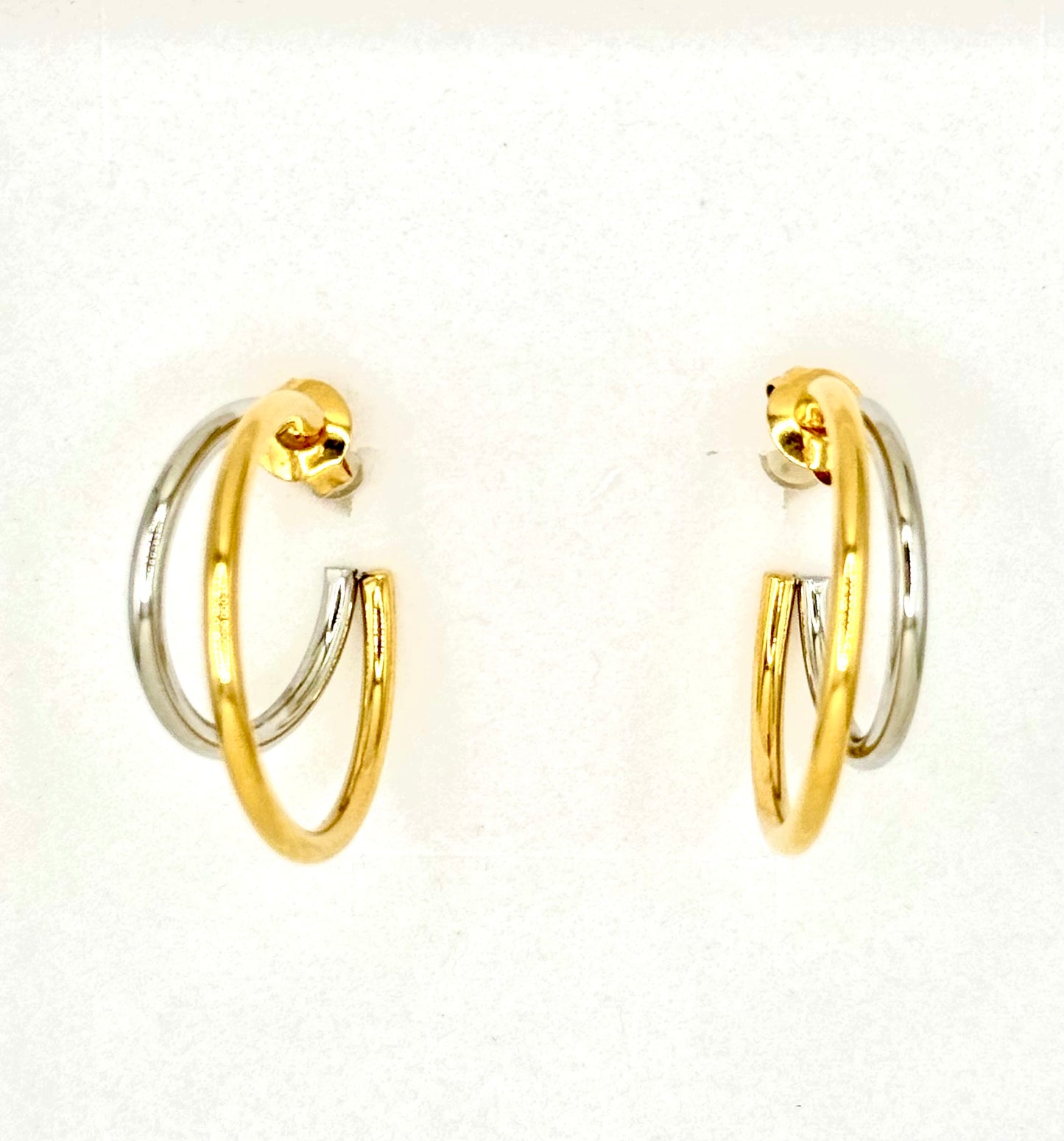 Gold-Silver Stainless Steel Hoop Earrings