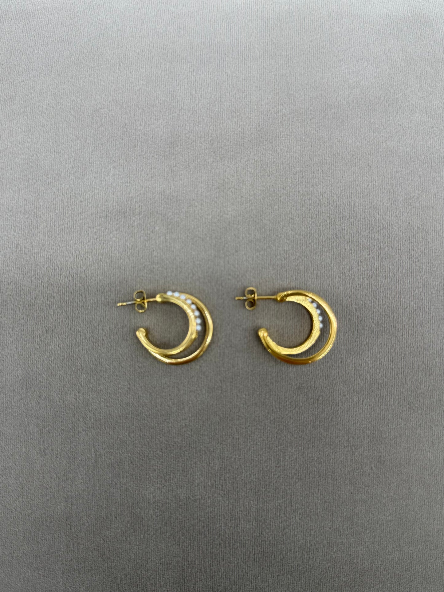 Double Pearl Steel Earring