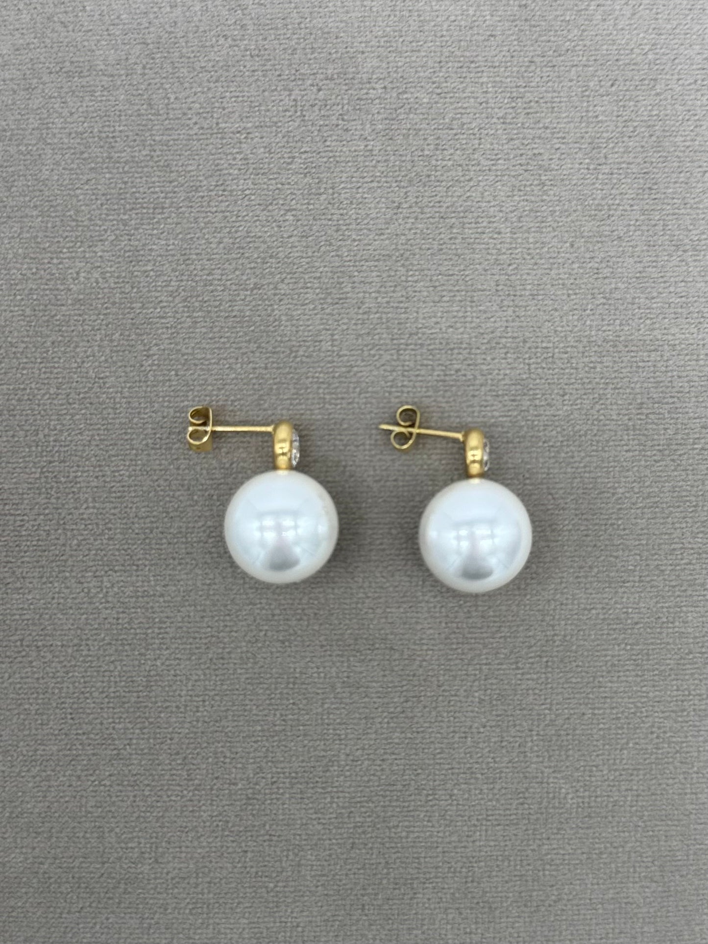 Pearl Crystal Earring Gold Steel