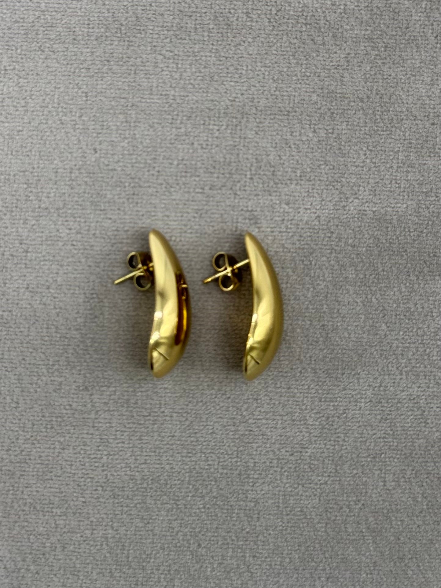 Gold Steel Hollow Half Drop Earring