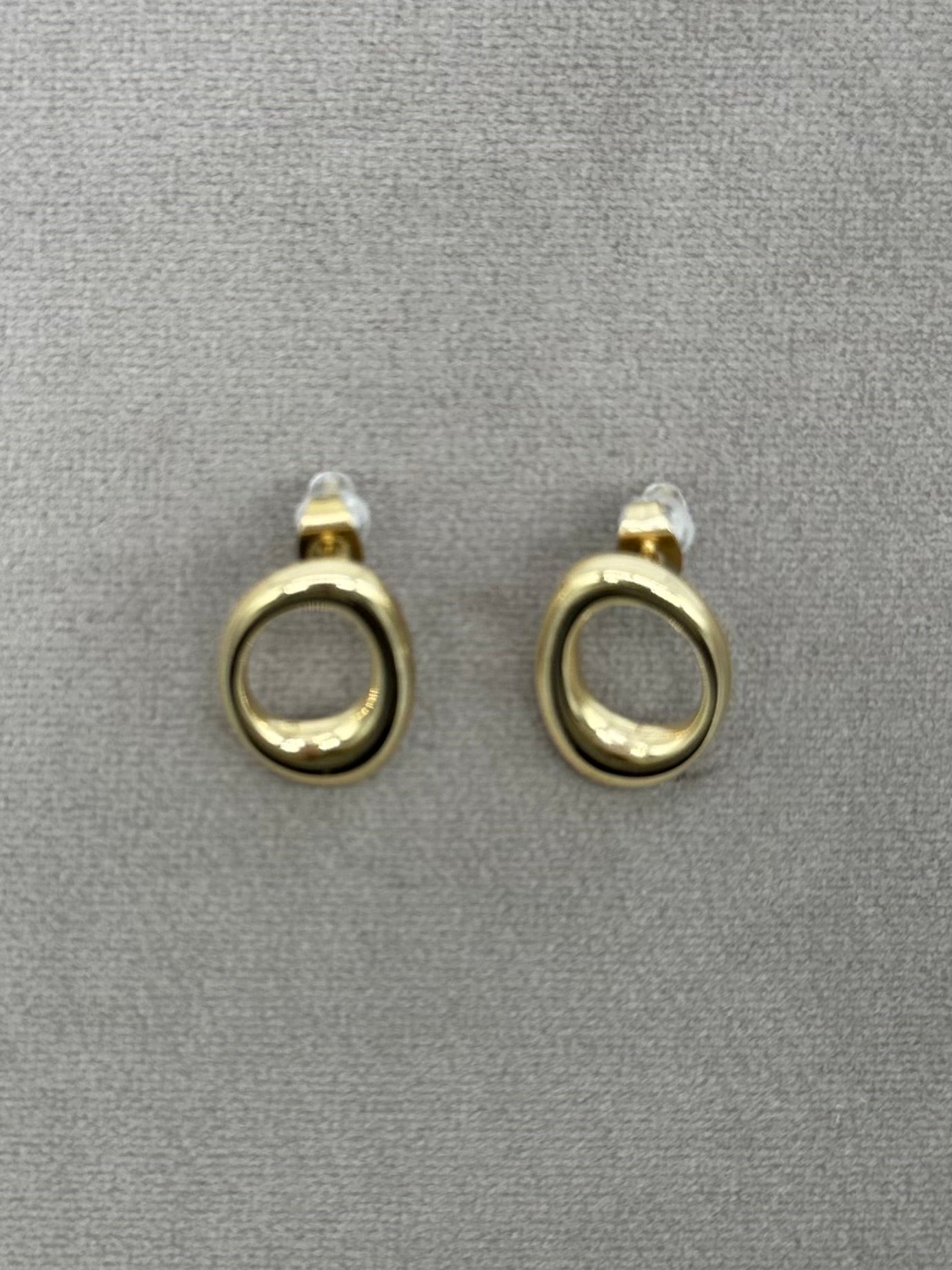 Irregular Oval Earring Gold Steel