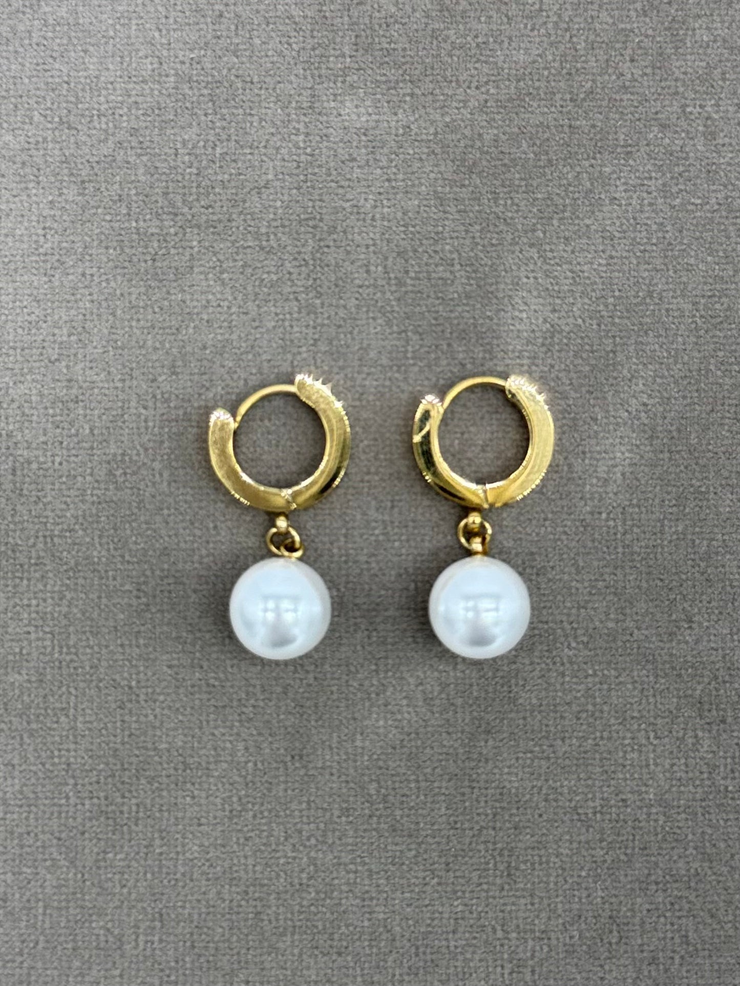 Stainless Steel Pearl Hoop Earrings