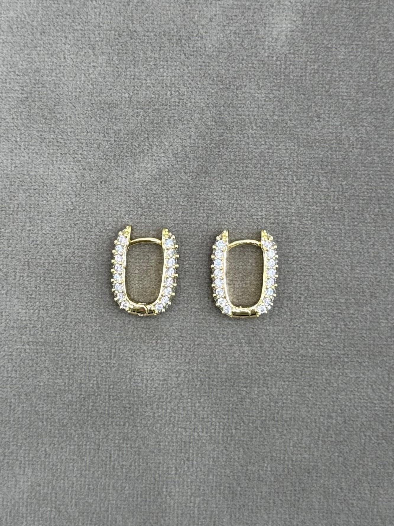 Hoop Earrings with White Zirconia and Gold Plate