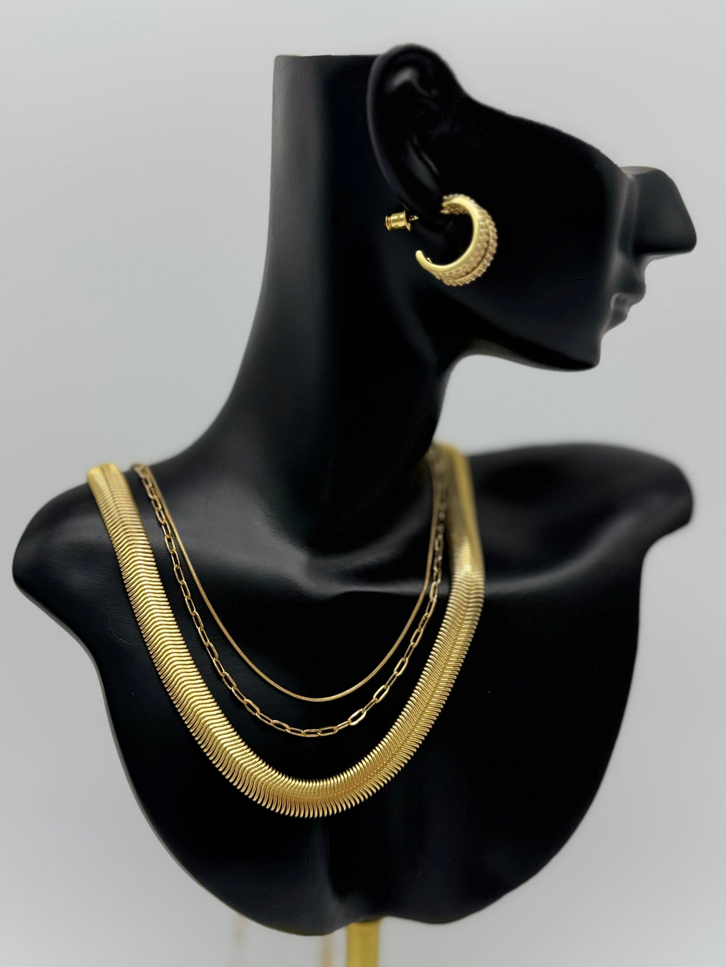 Gold Layer Triple Necklace Stainless Steel