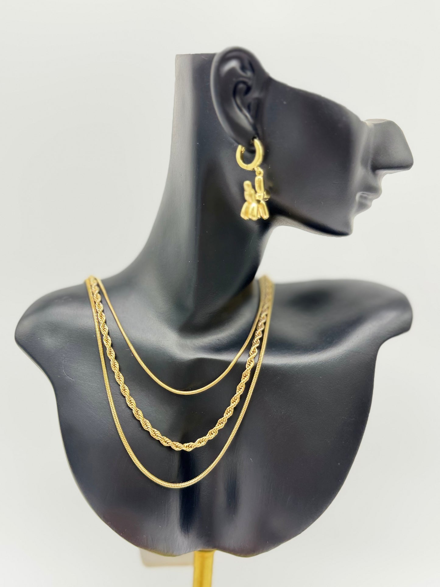 Layer Necklace Gold Stainless Steel 2 Thin Snake