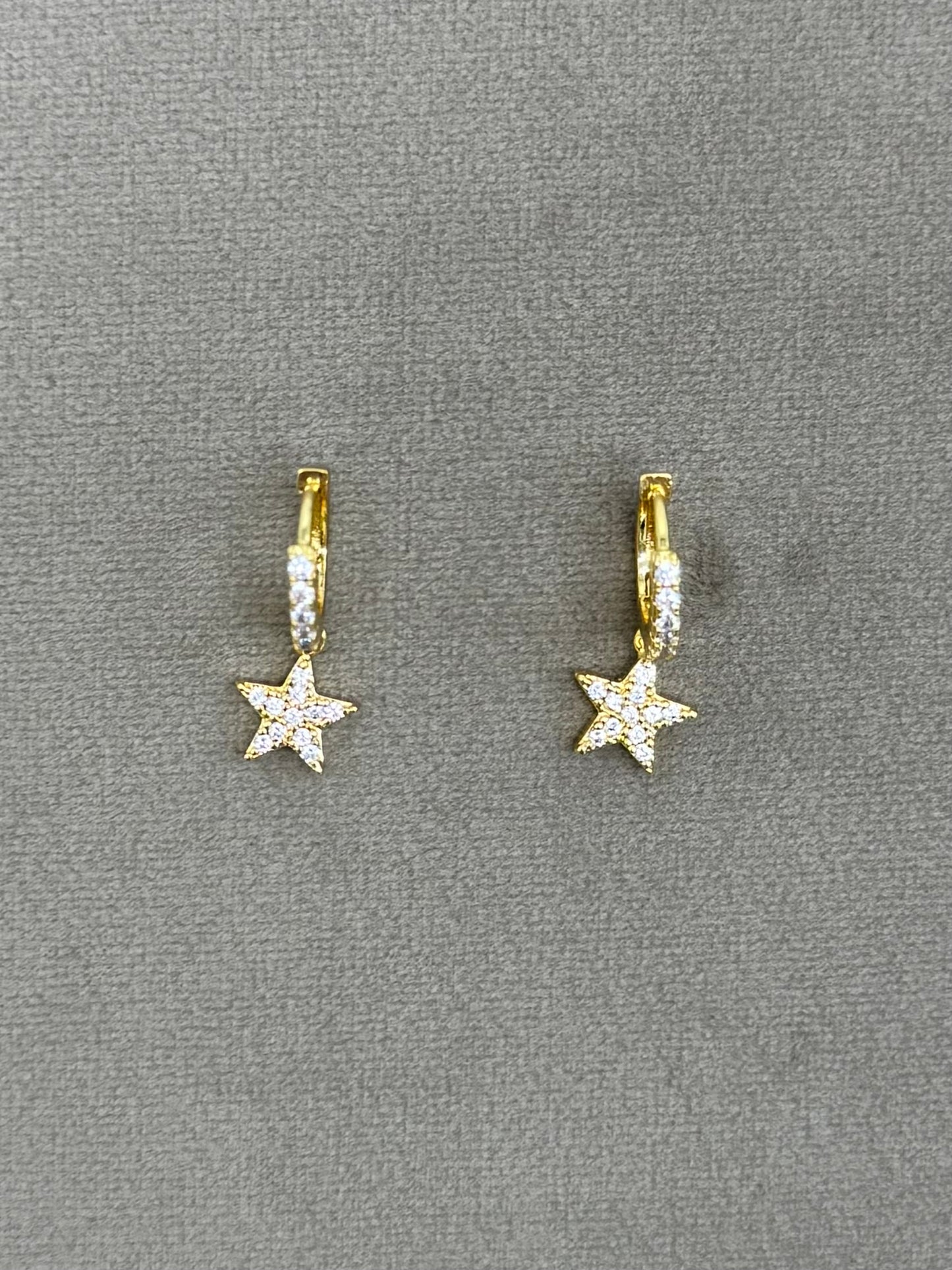 Aretes Arracada Estrella Chapa de Oro