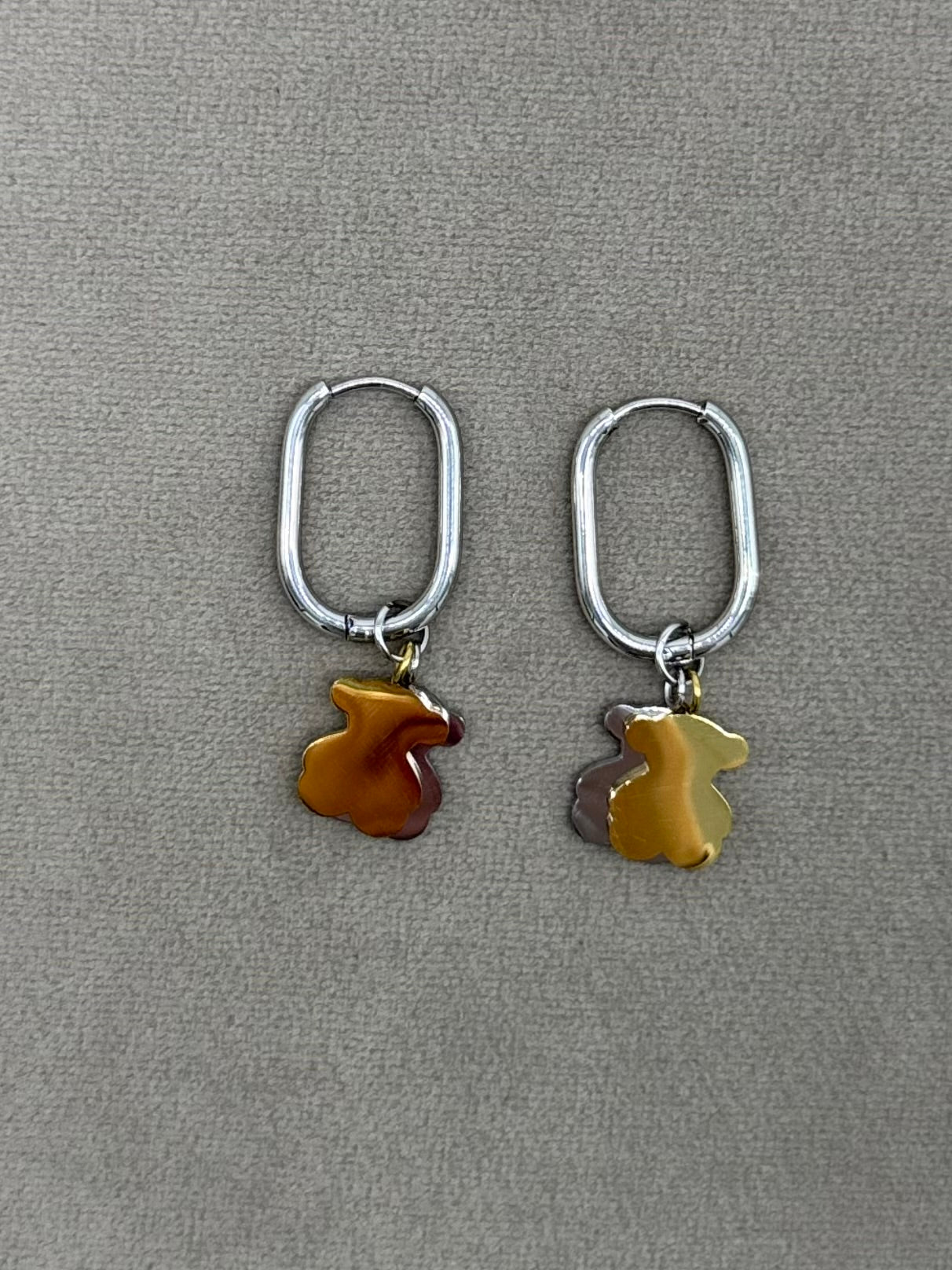 Gold-Silver Bear Earrings Stainless Steel