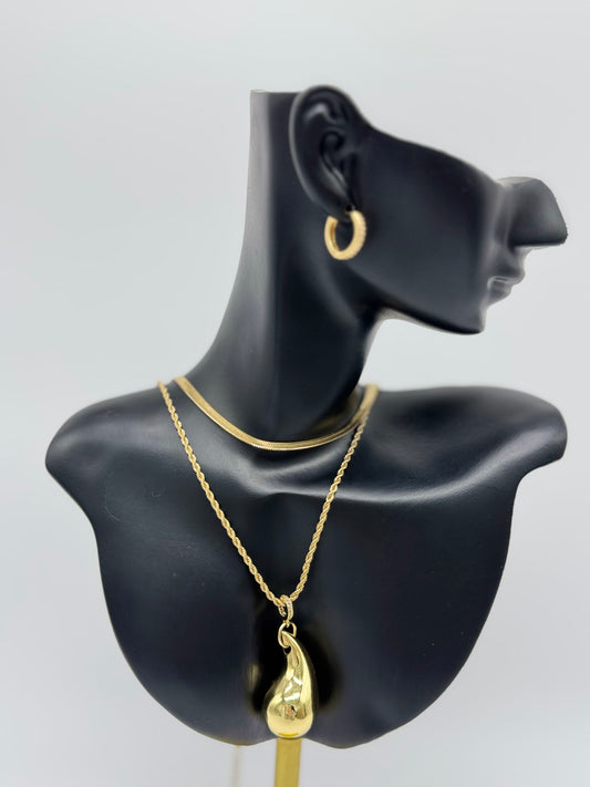 Double Golden Drop Necklace Stainless Steel