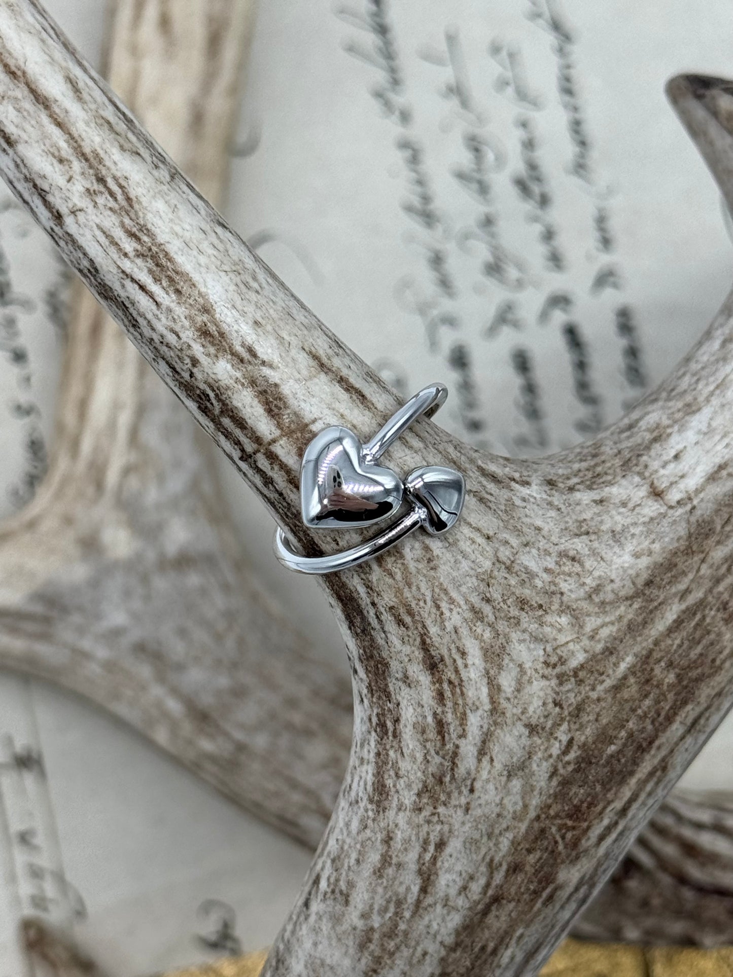 Two Hearts Ring Silver Steel