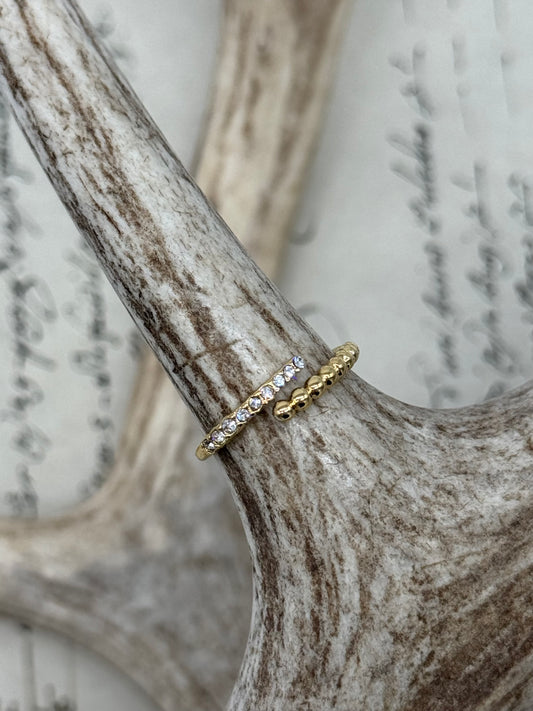 Anillo Balines Zirconia Acero DORADO