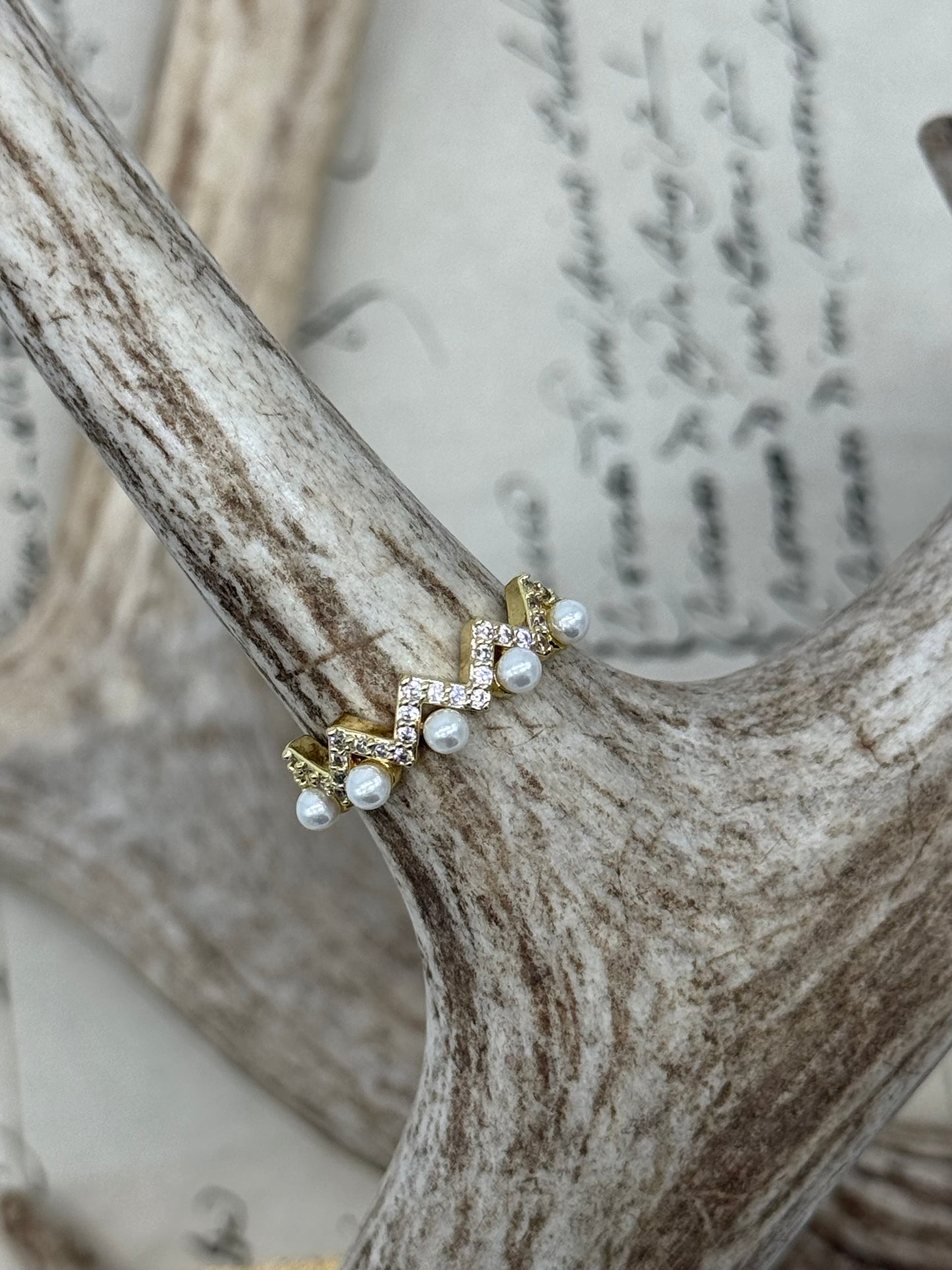 Adjustable Gold Plated Pearl Ring