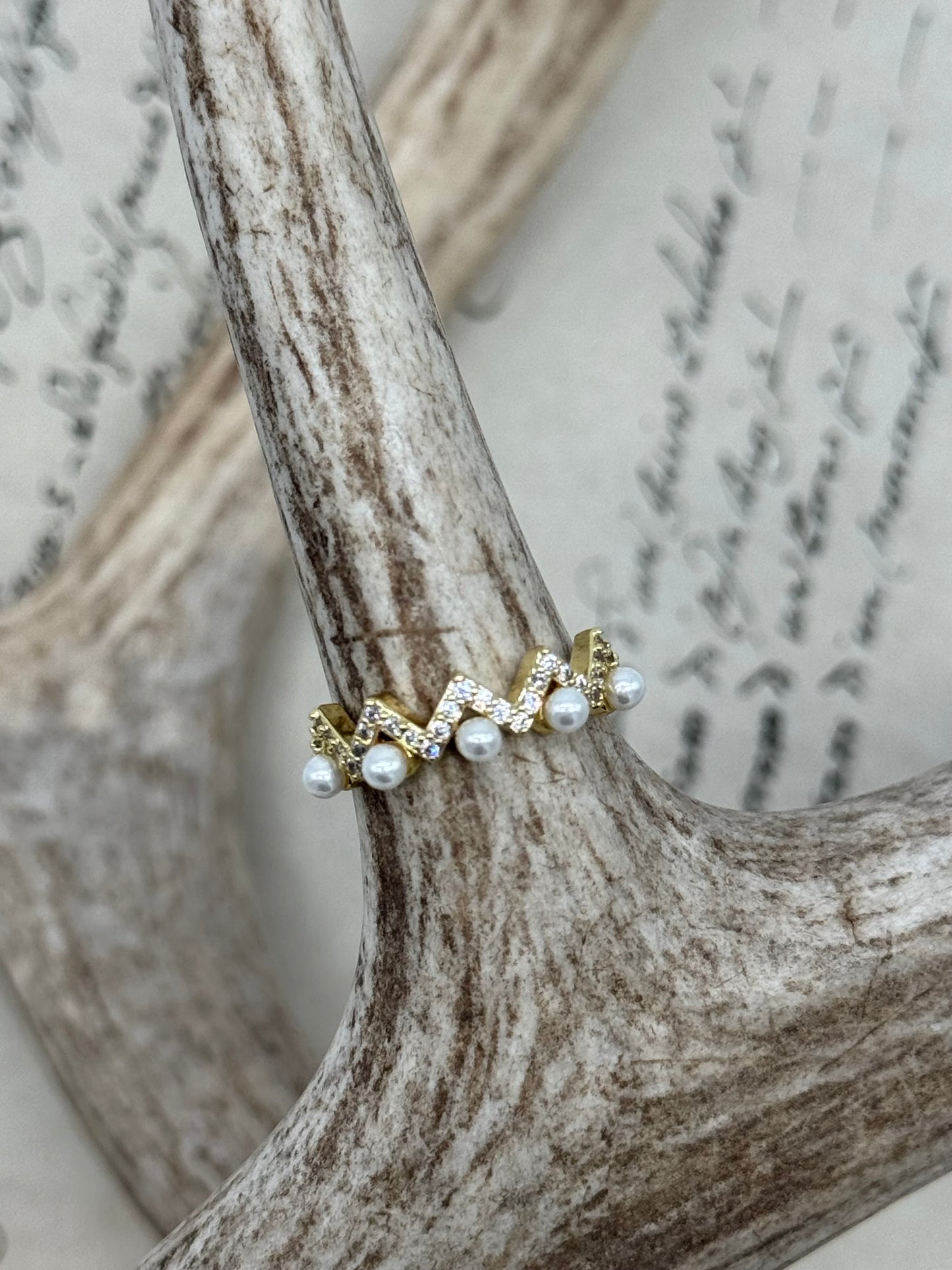 Adjustable Gold Plated Pearl Ring