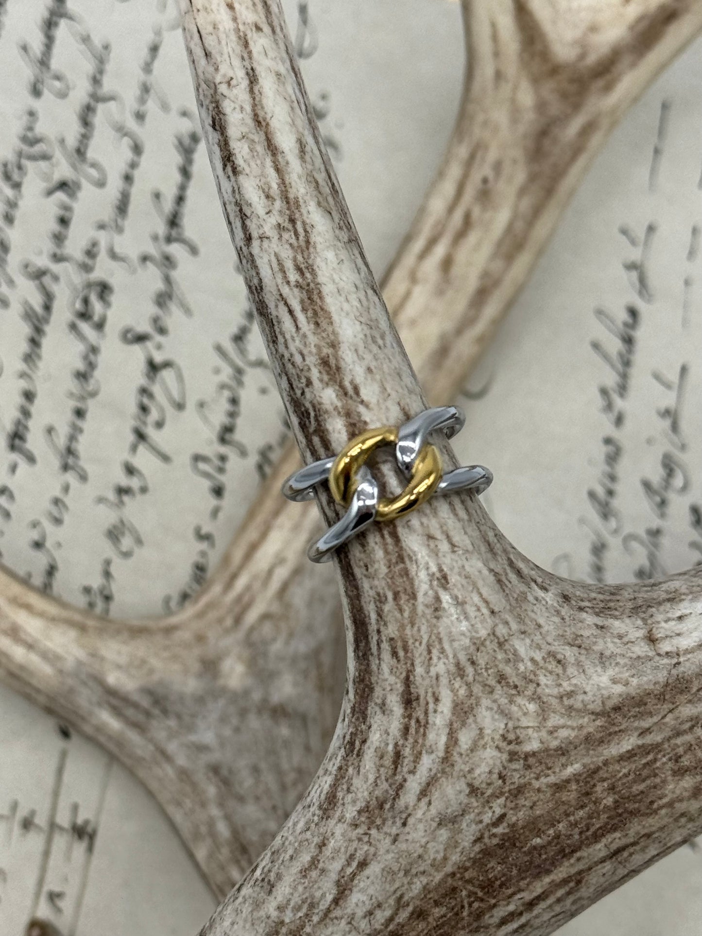 Anillo Oro-Plata Talla 7 Acero Inox