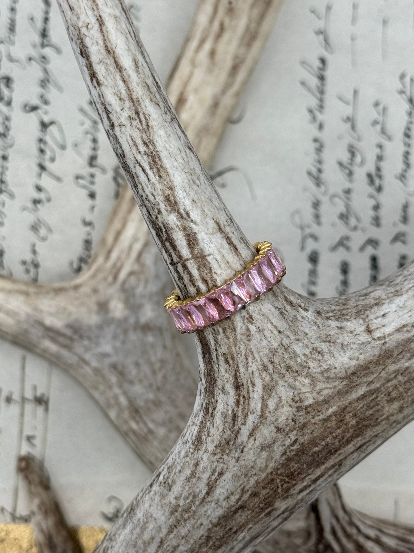 Pink Zirconia Ring Size 8 Stainless Steel