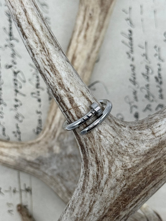 Silver Nail Ring Stainless Steel