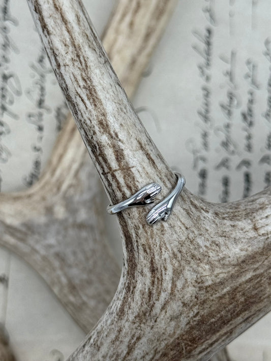 Adjustable Hug Ring Silver Stainless Steel