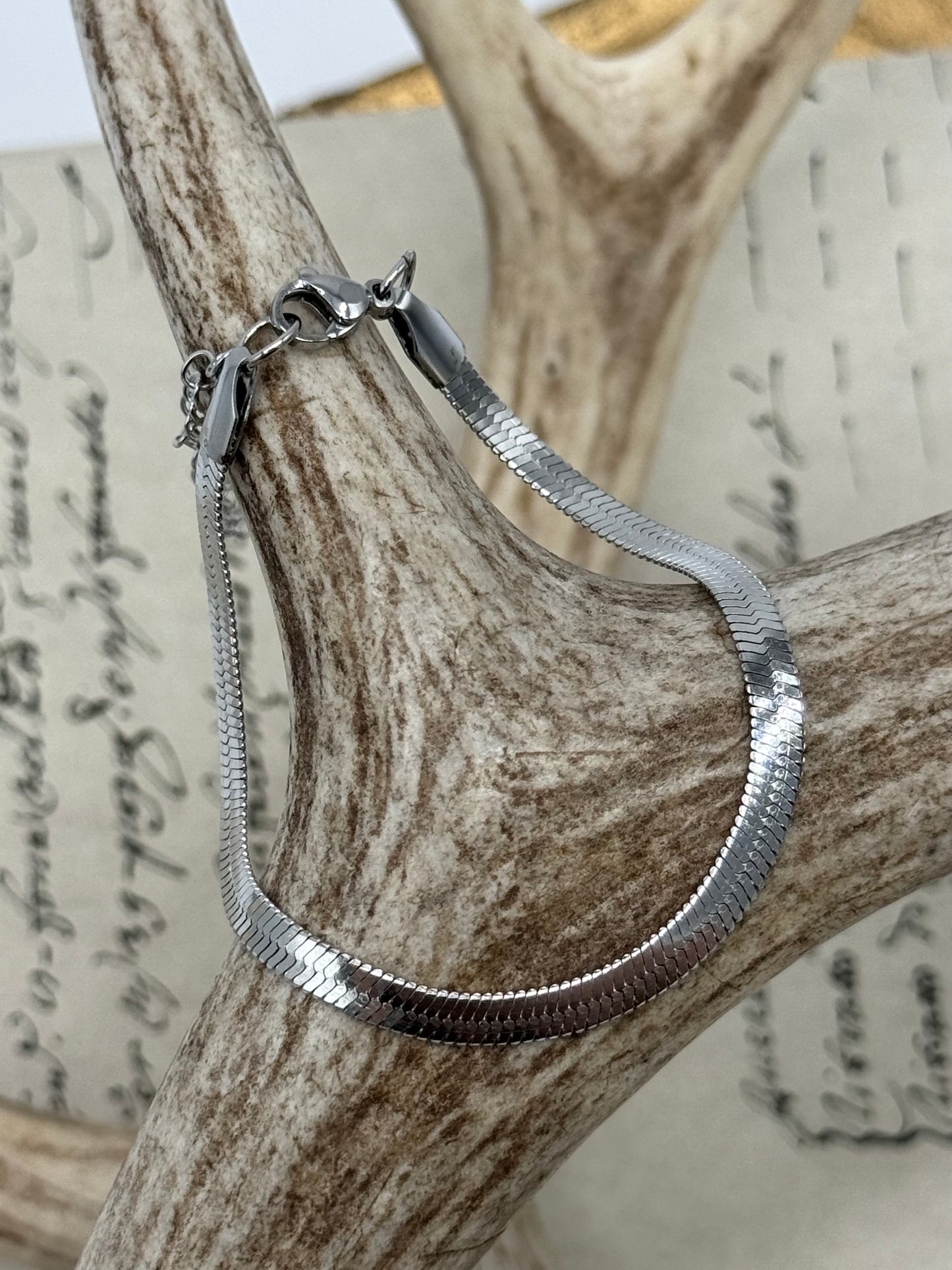 Snake Bracelet 3 and 4mm SILVER Steel (4mm)