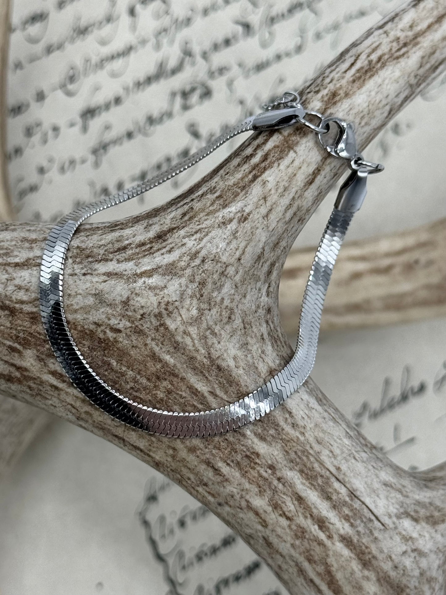 Snake Bracelet 3 and 4mm SILVER Steel (4mm)