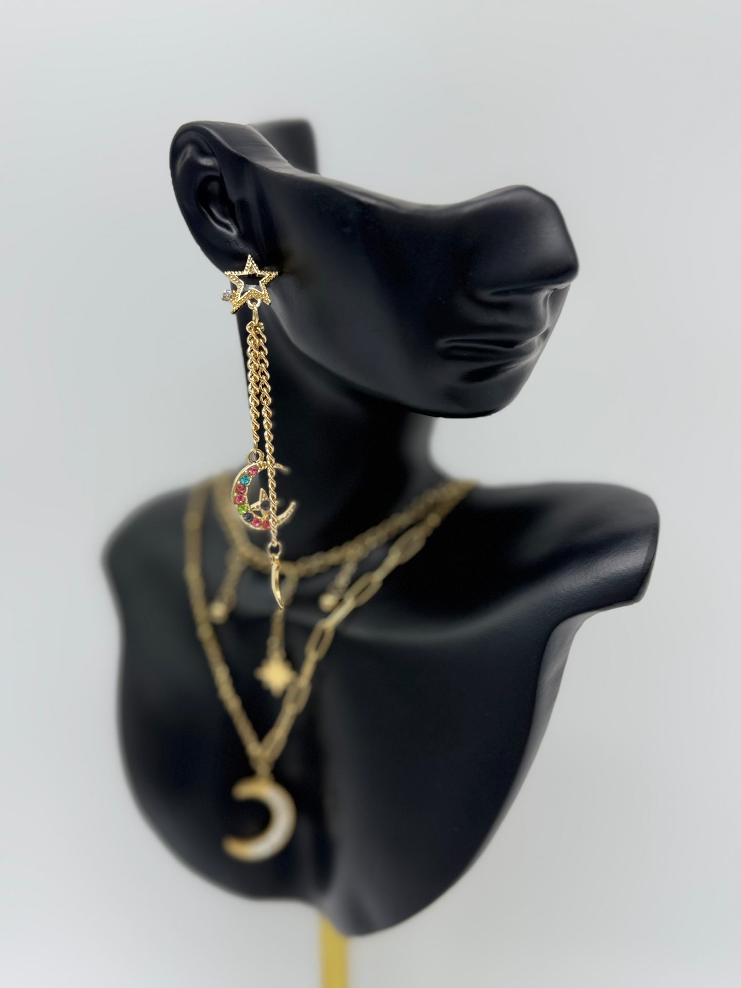 Arete De Baño De Oro Y Acero Luna Estrella