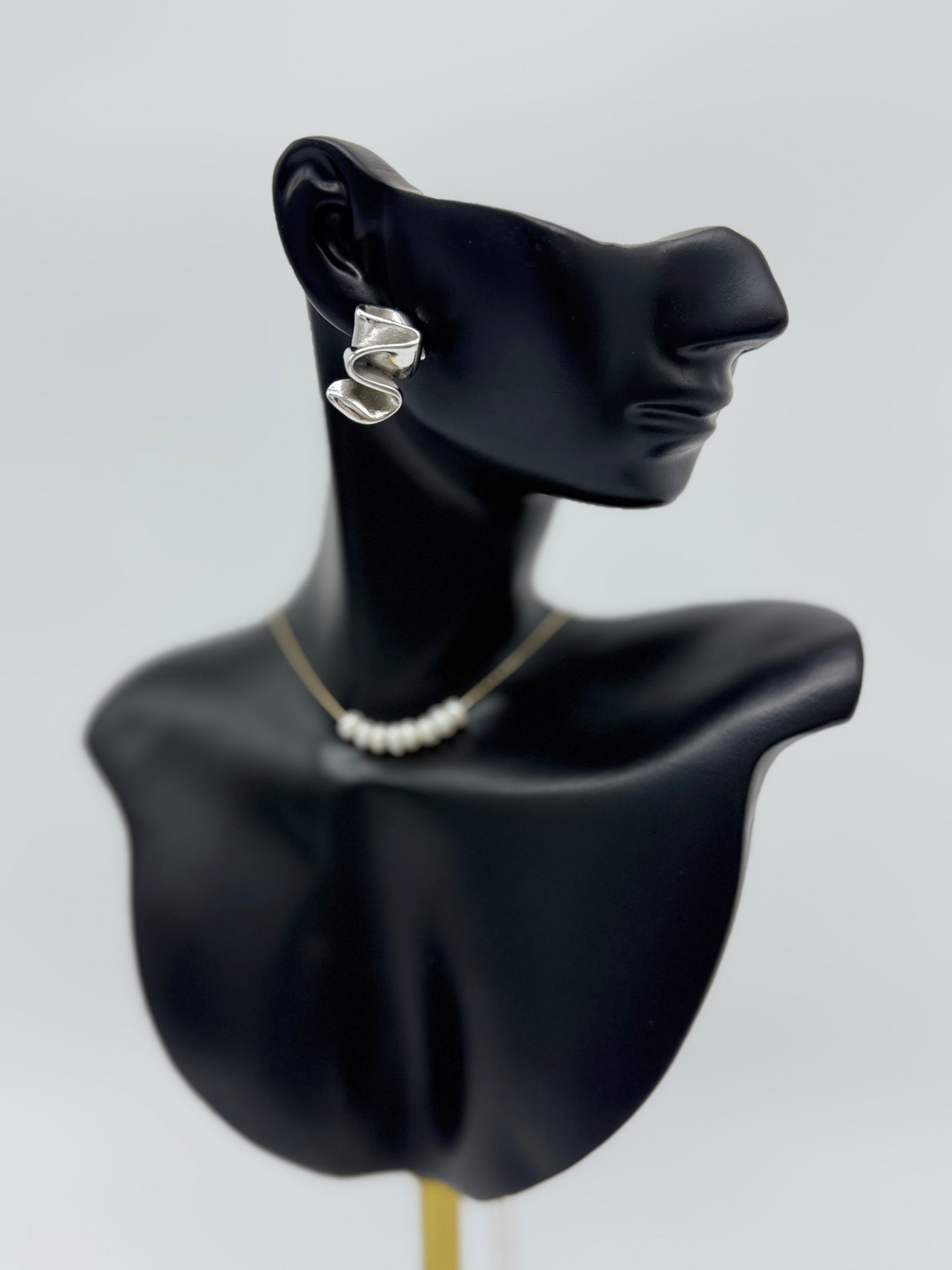 Arete Ondas Acero Plateado