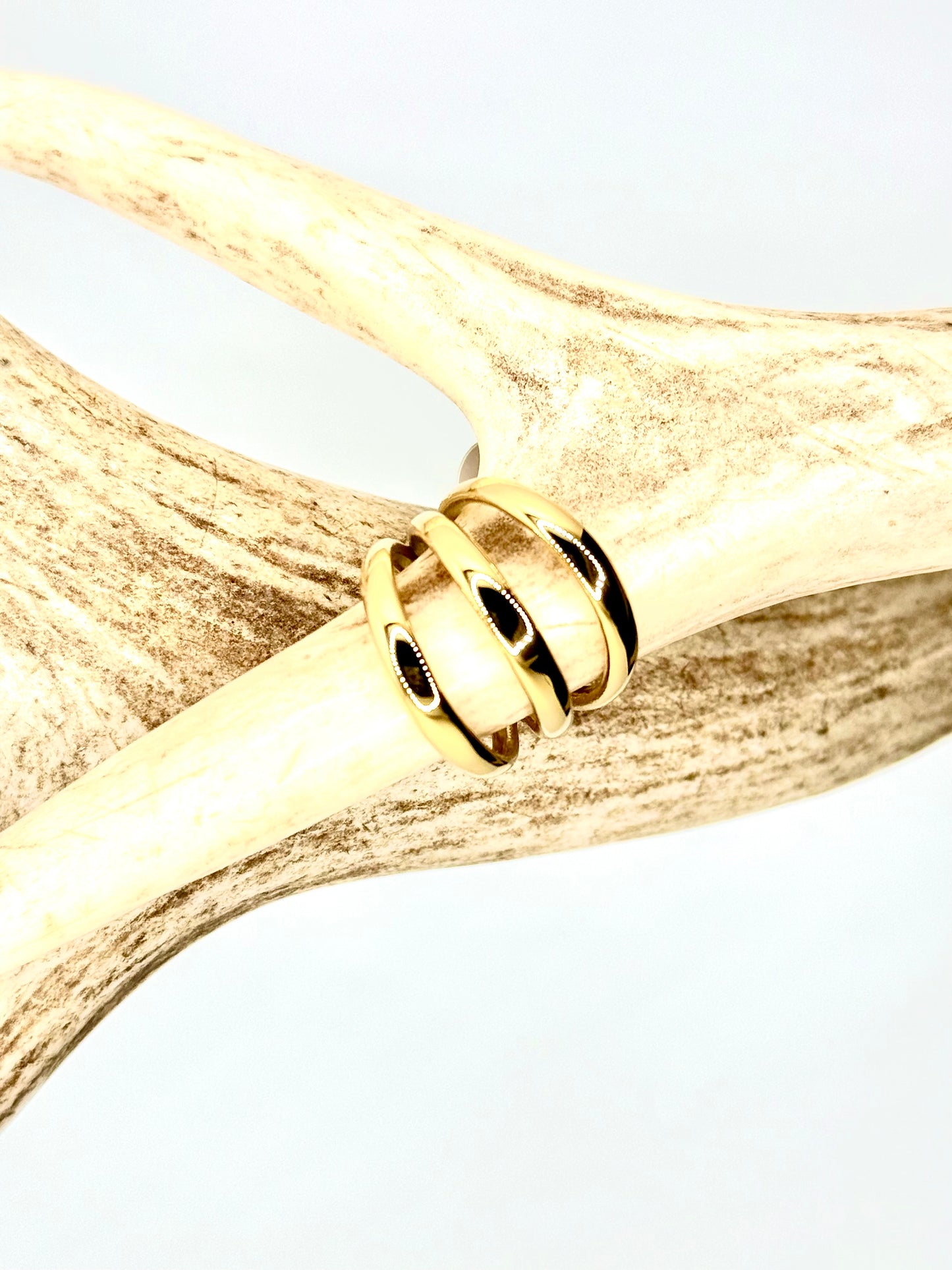 Triple Hoop Ring Gold Steel #7