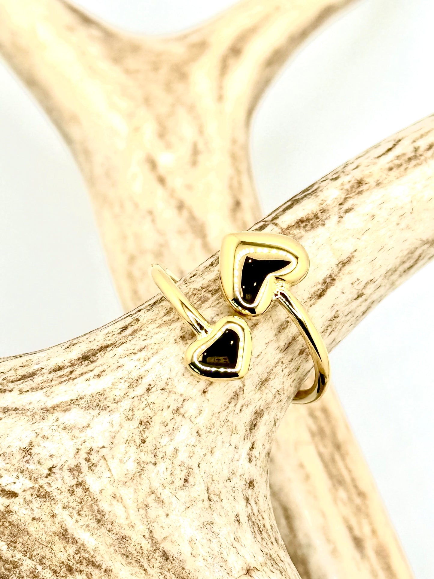 Two Hearts Ring Gold Steel