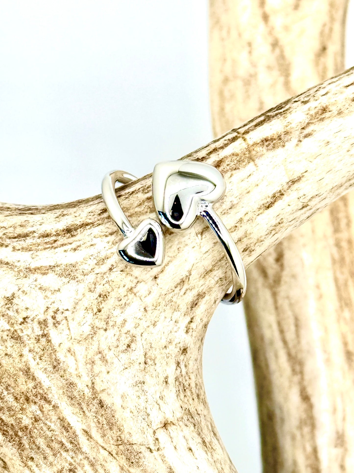 Two Hearts Ring Silver Steel