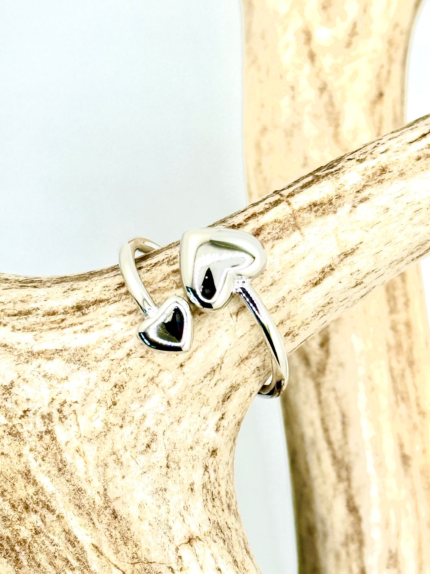 Two Hearts Ring Silver Steel