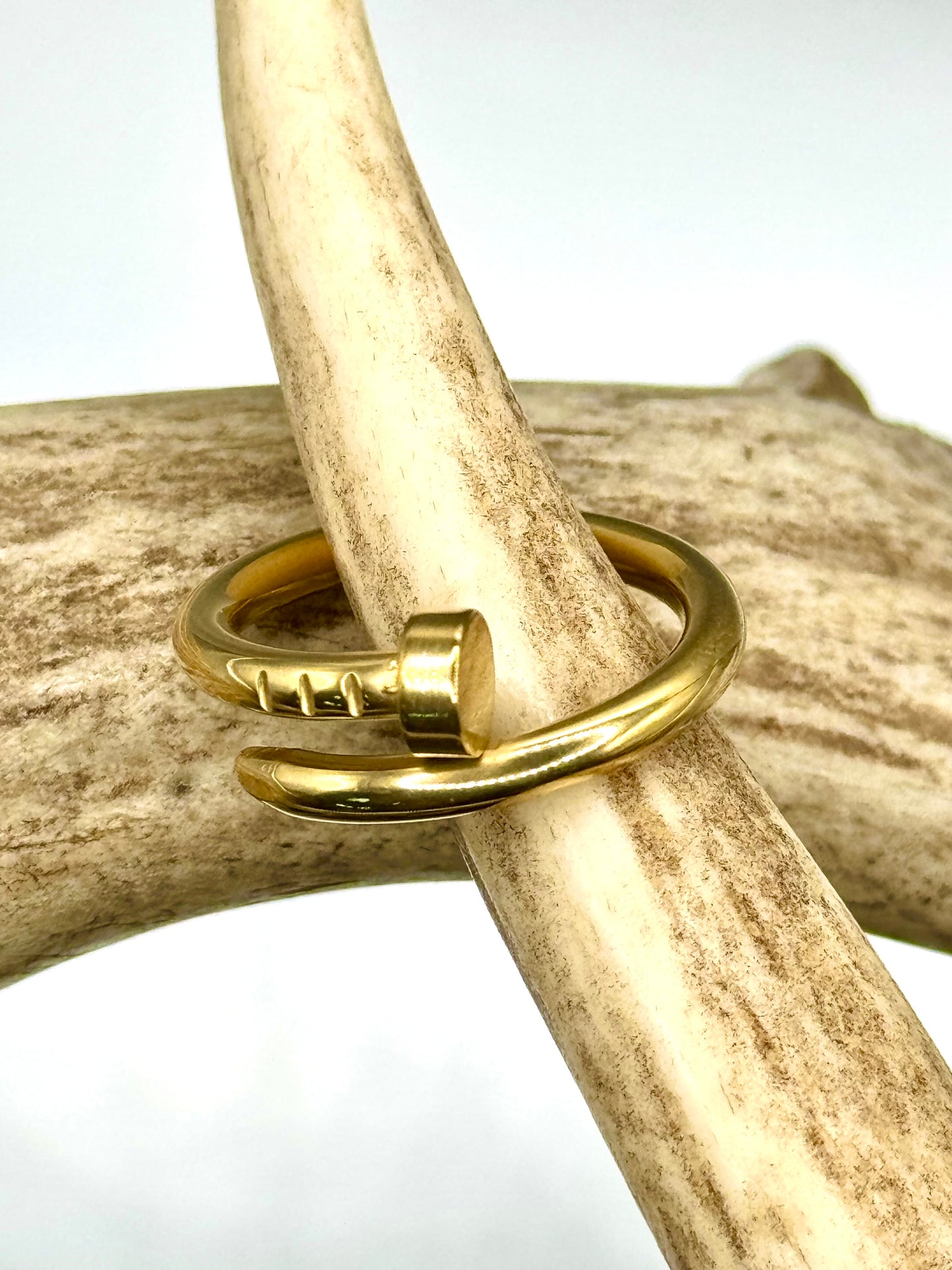 Anillo Clavo Dorado Acero Inox