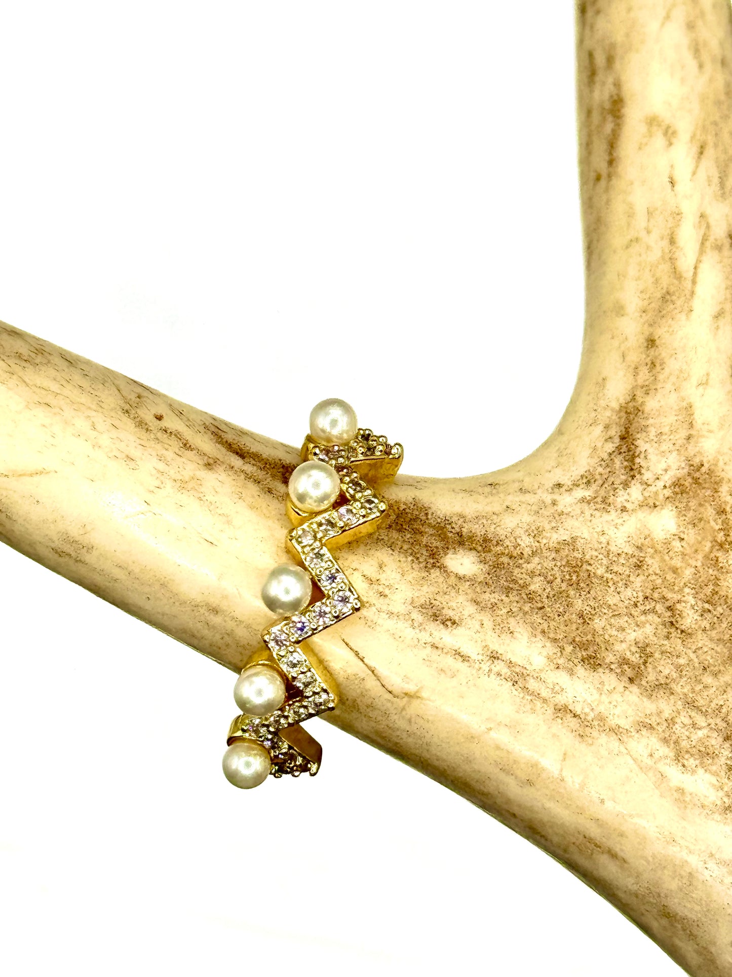 Adjustable Gold Plated Pearl Ring