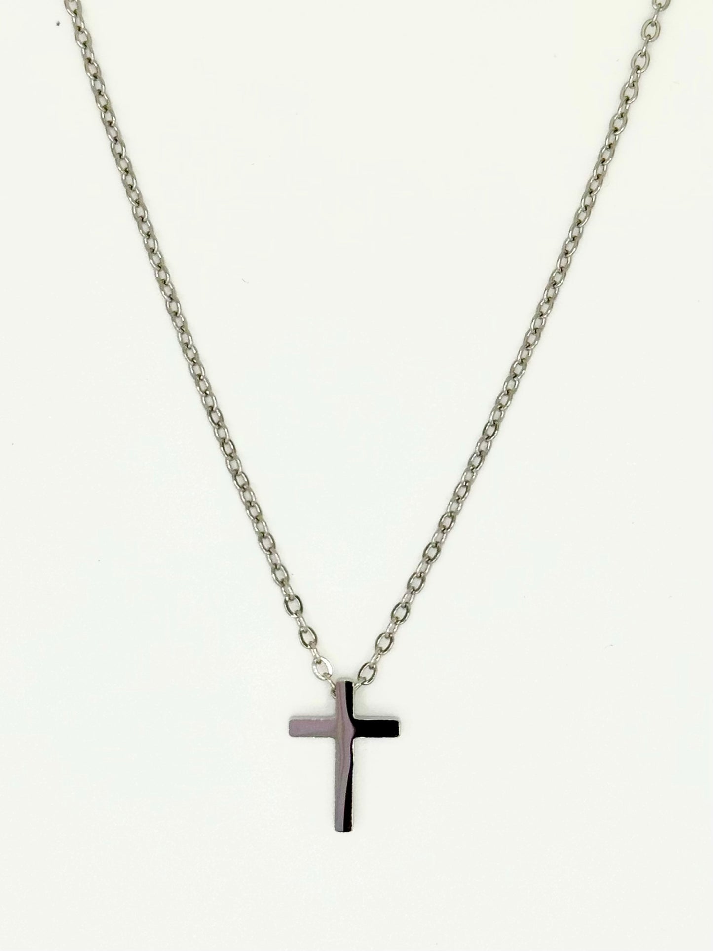 Mini Silver Steel Cross Necklace