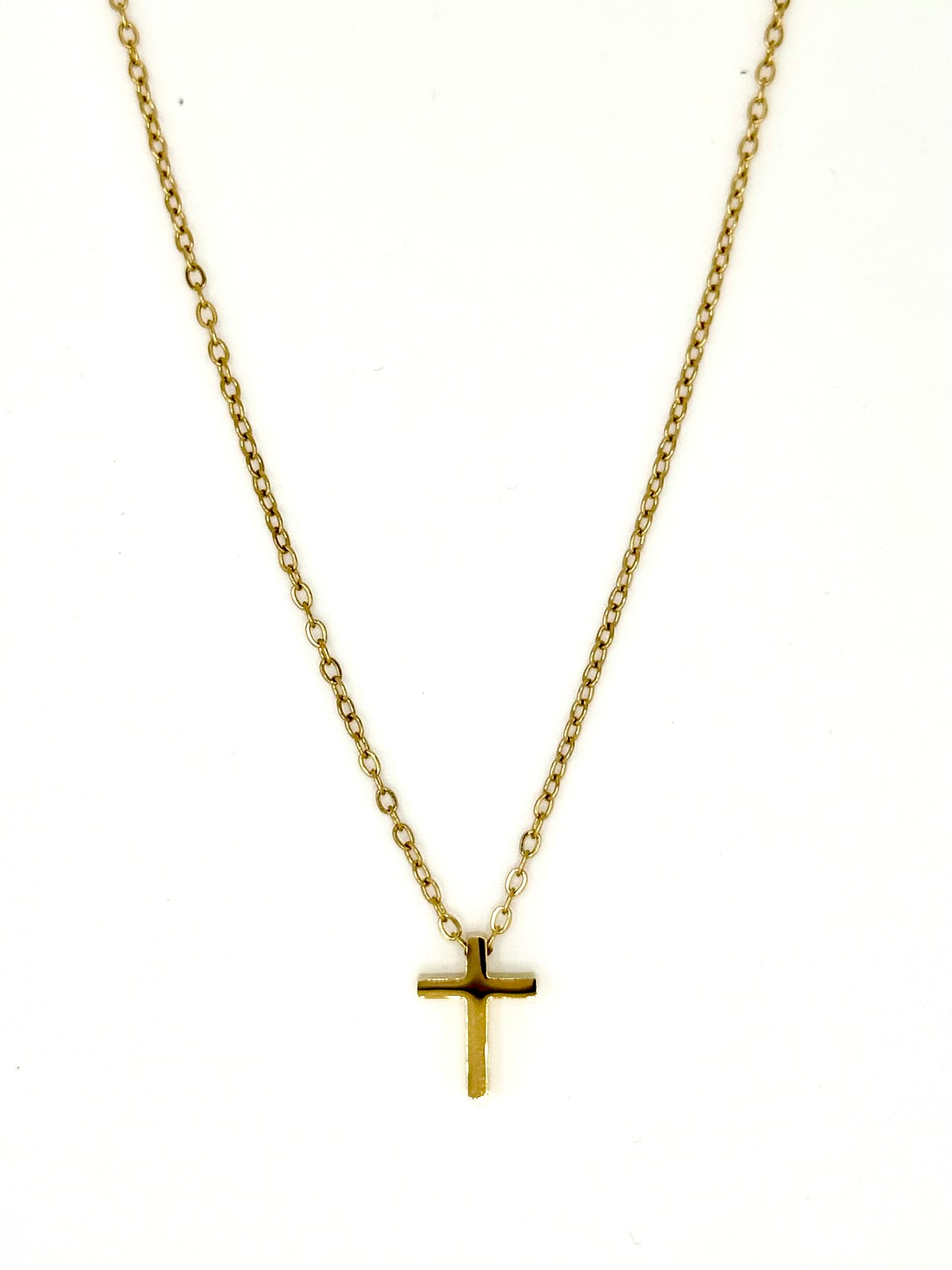 Gold Steel Mini Cross Necklace