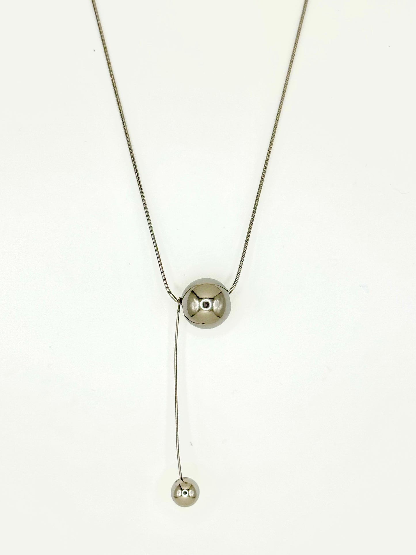 Silver Stainless Steel Ball Necklace