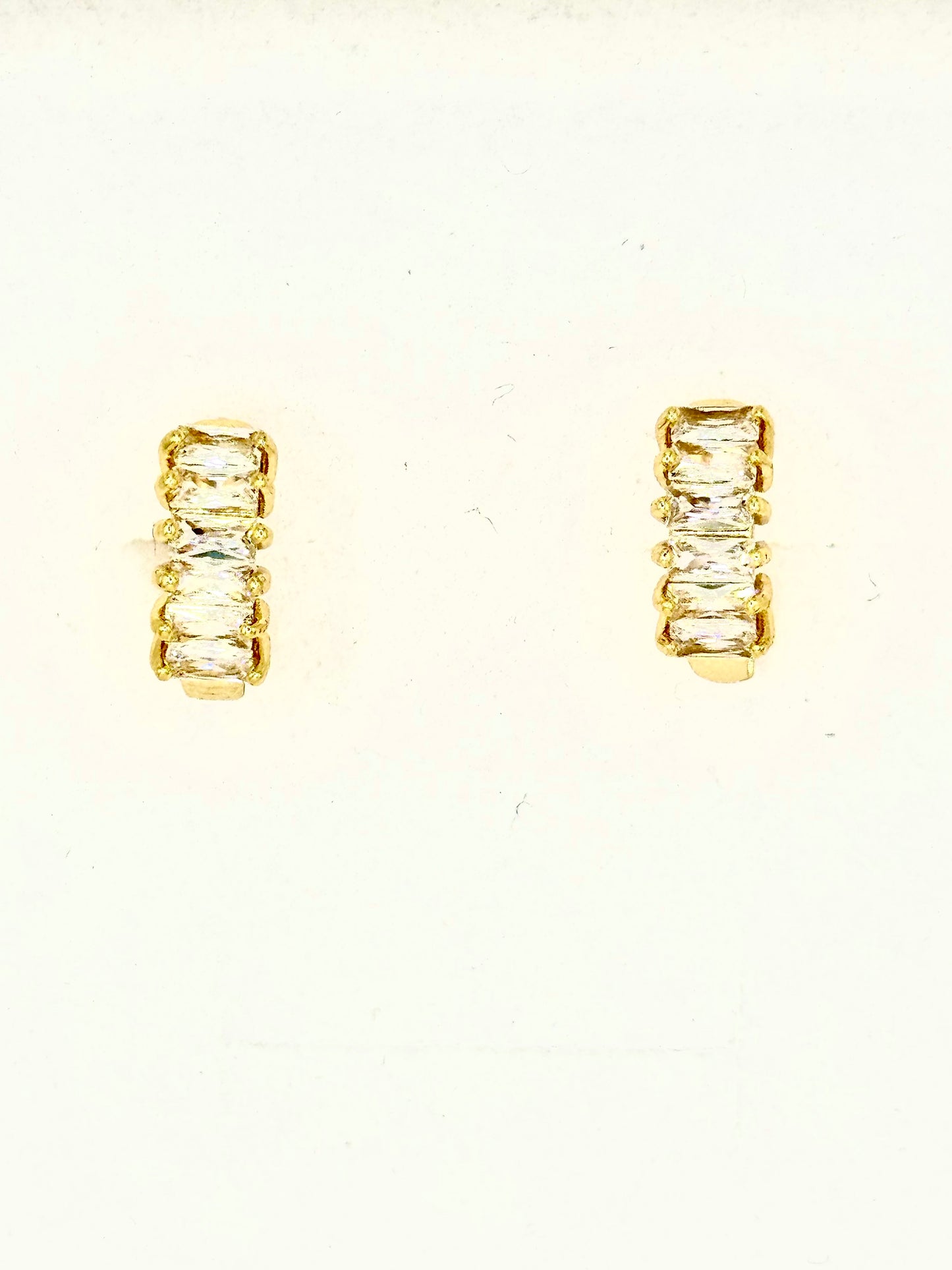 White Zirconia Gold Plated Hoop Earrings