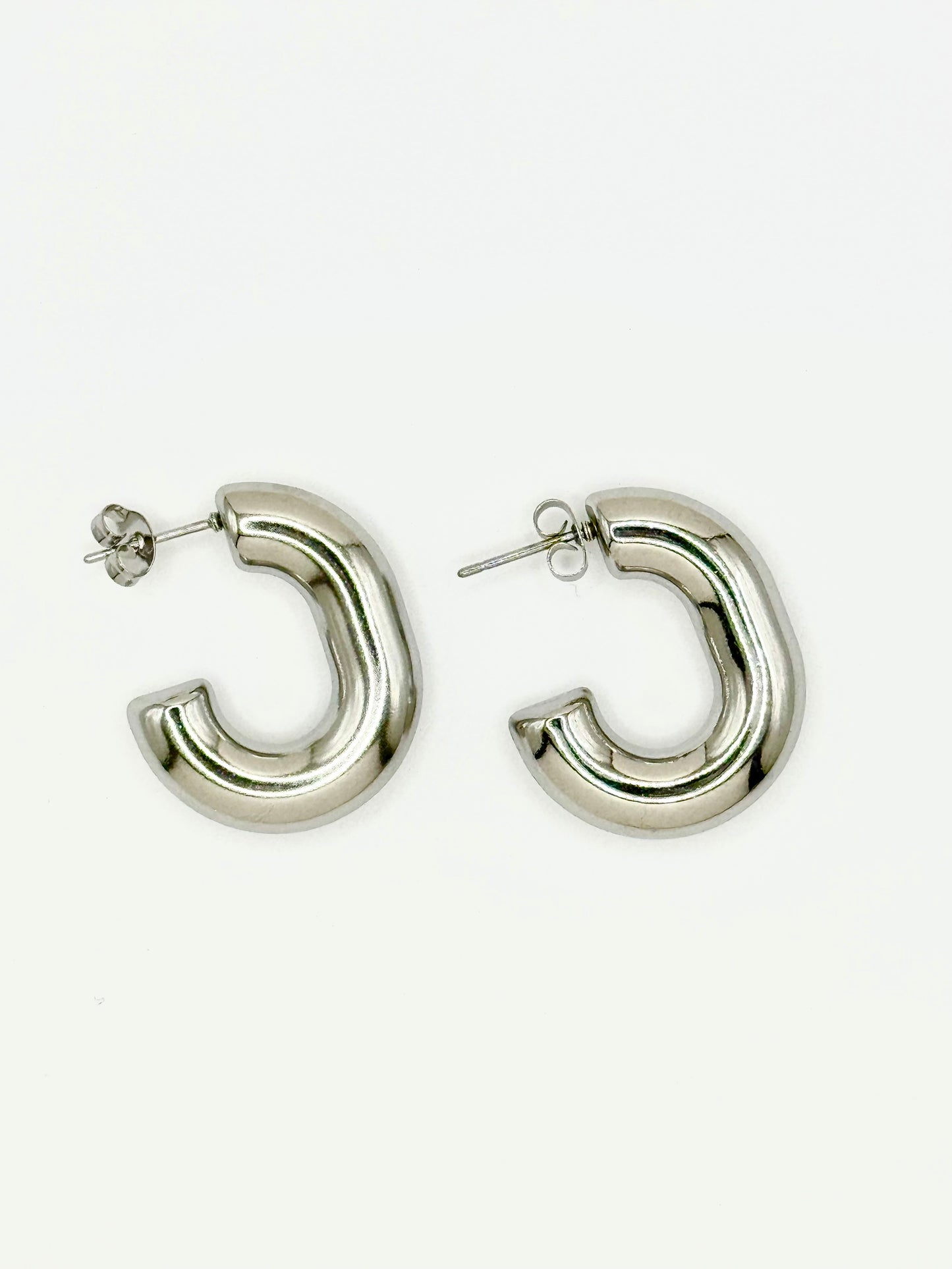 Silver Steel Tubular Hook Earring for Girls