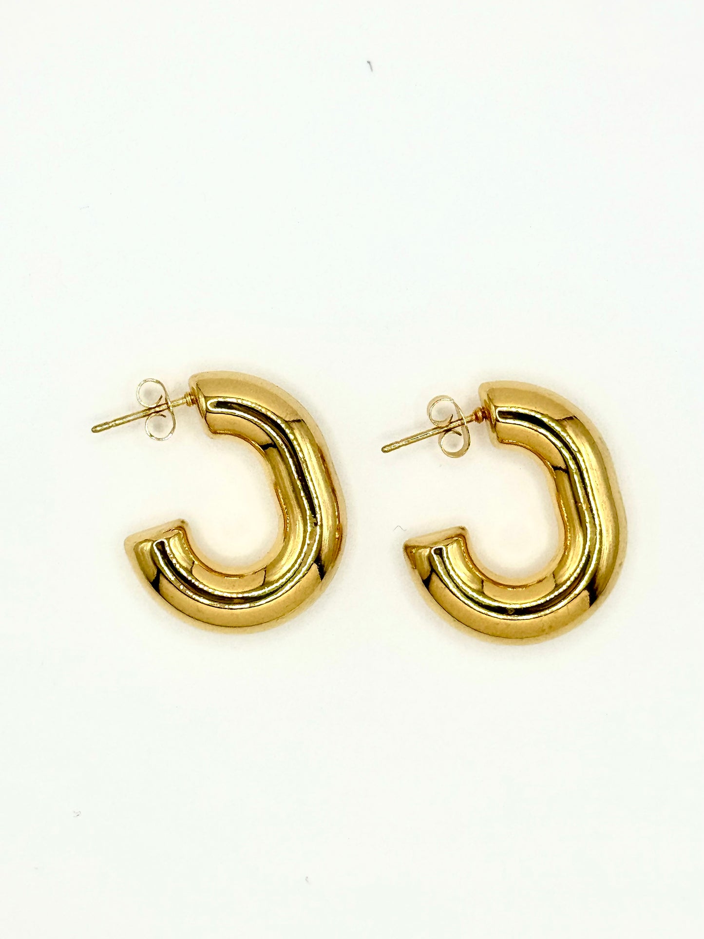 Girl's Tubular Hook Earring Gold Steel