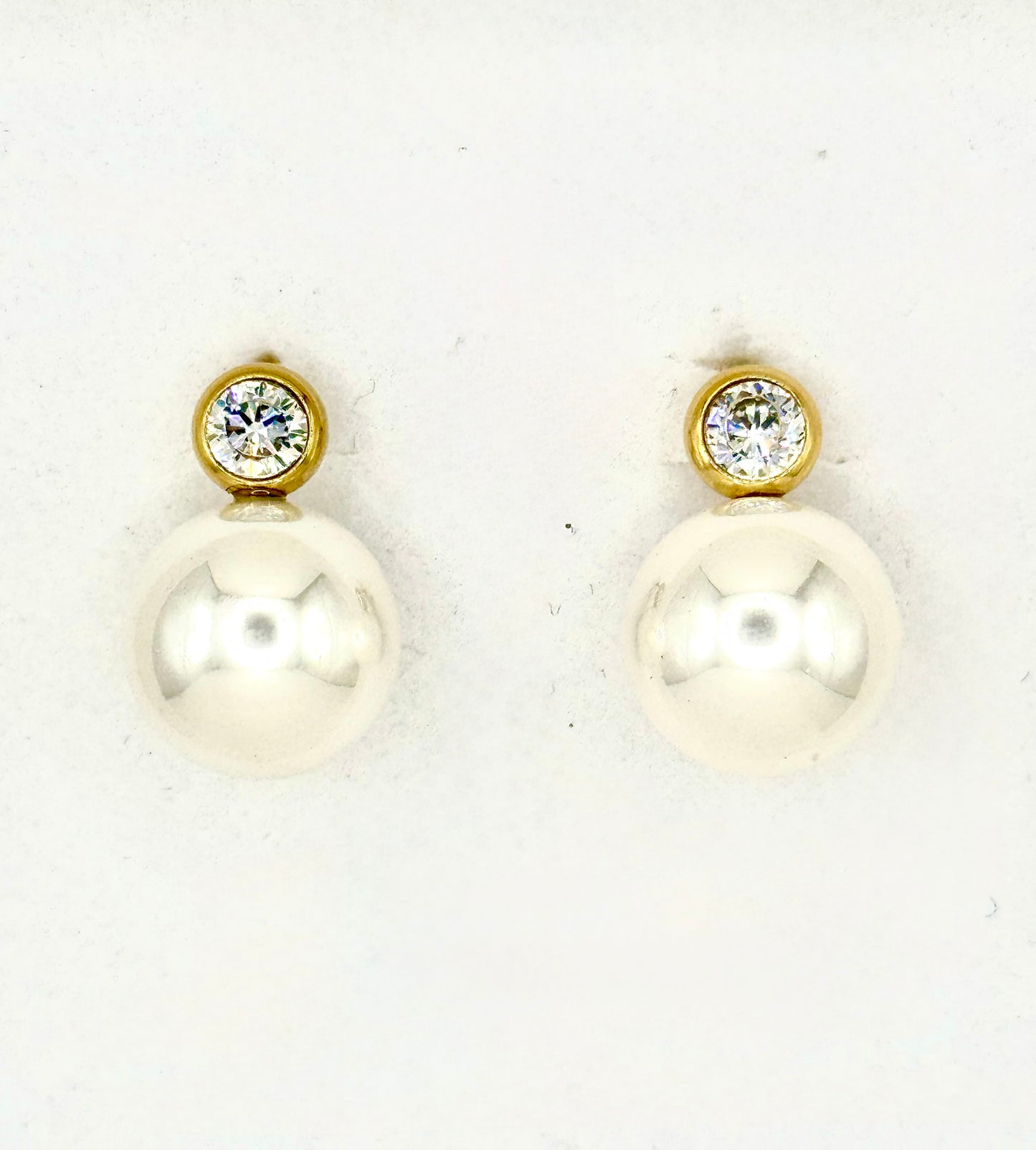 Pearl Crystal Earring Gold Steel