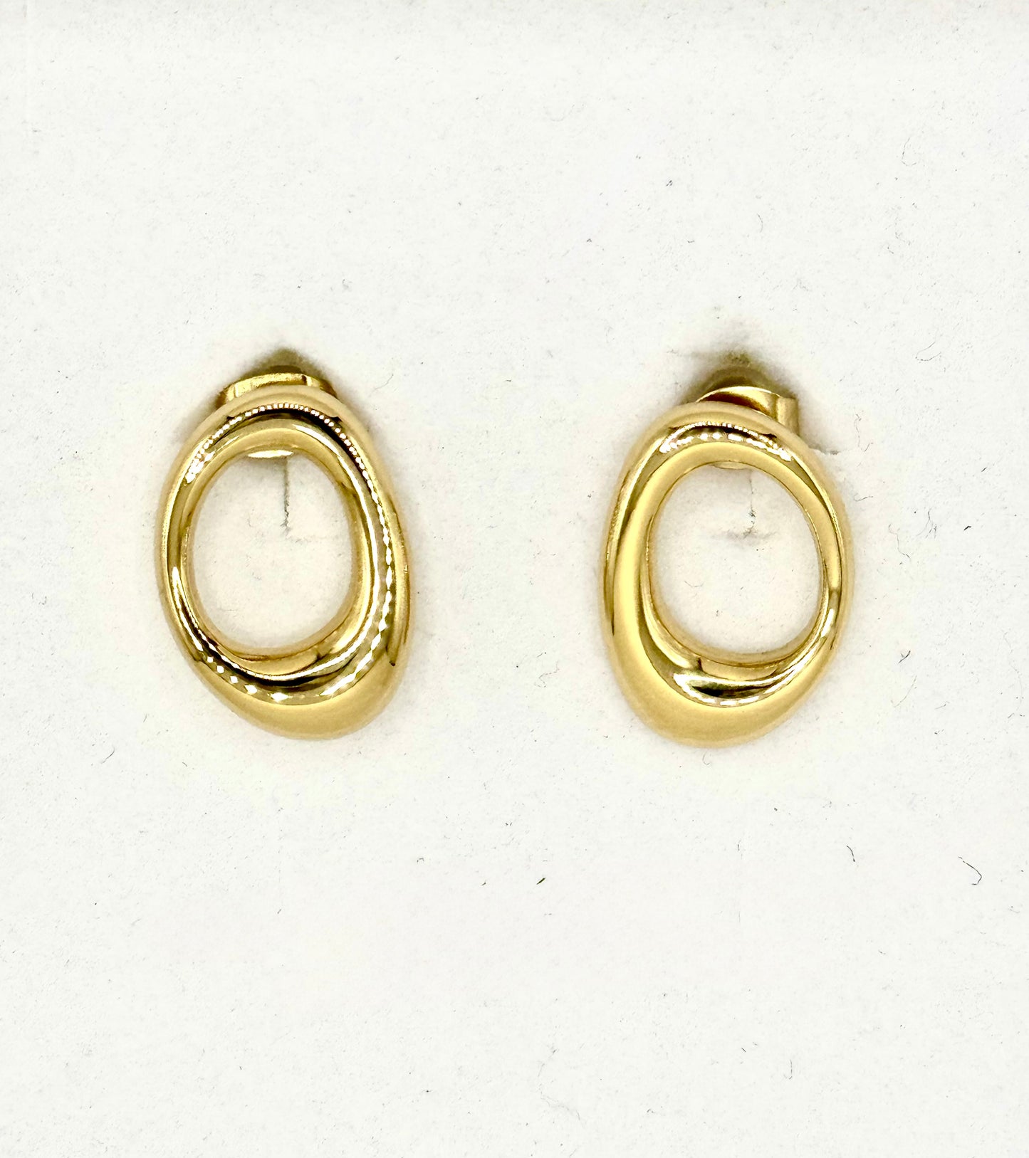 Irregular Oval Earring Gold Steel