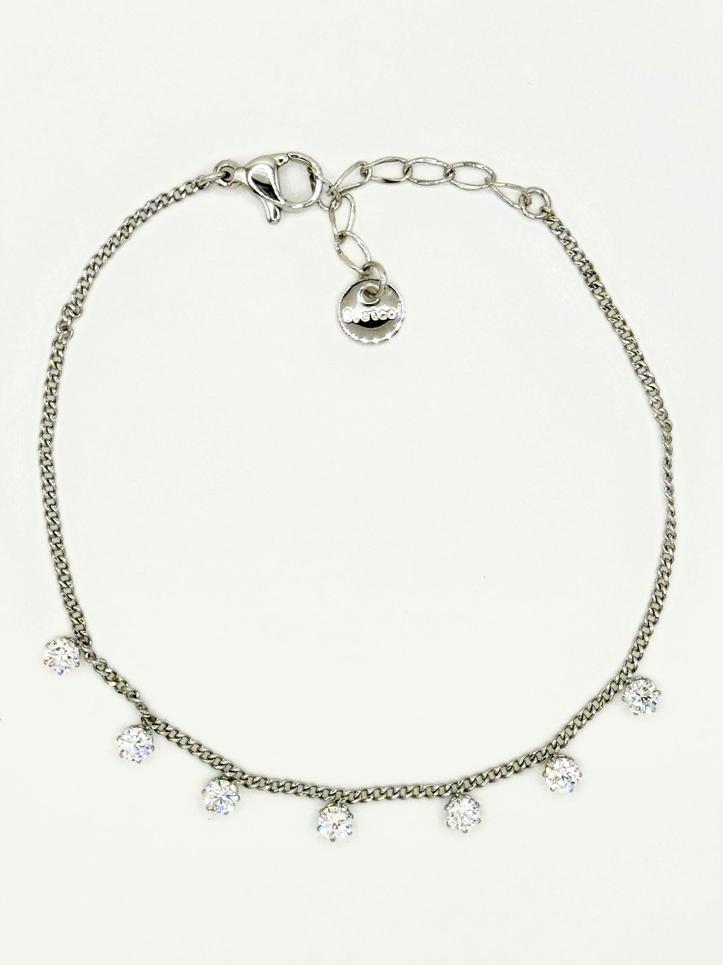 Bracelet with hanging crystals in silver-plated steel