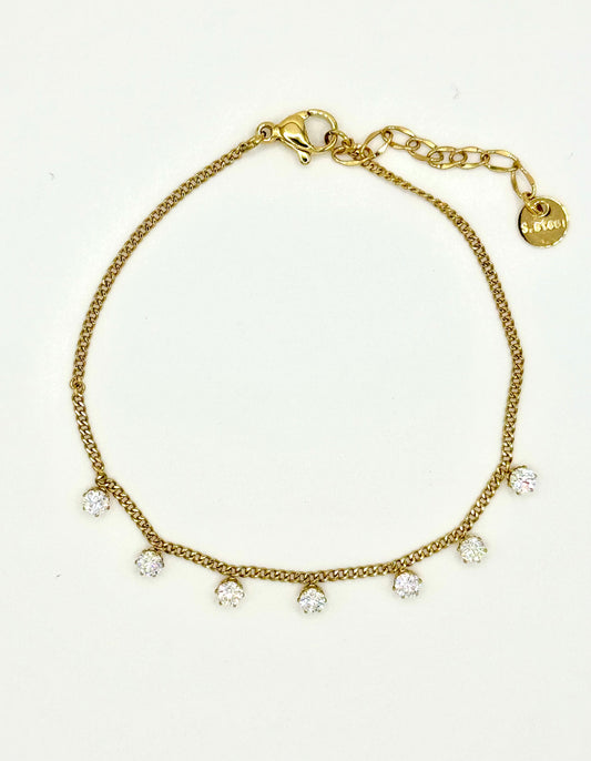 Pulsera Cristales Colgantes Acero DORADO